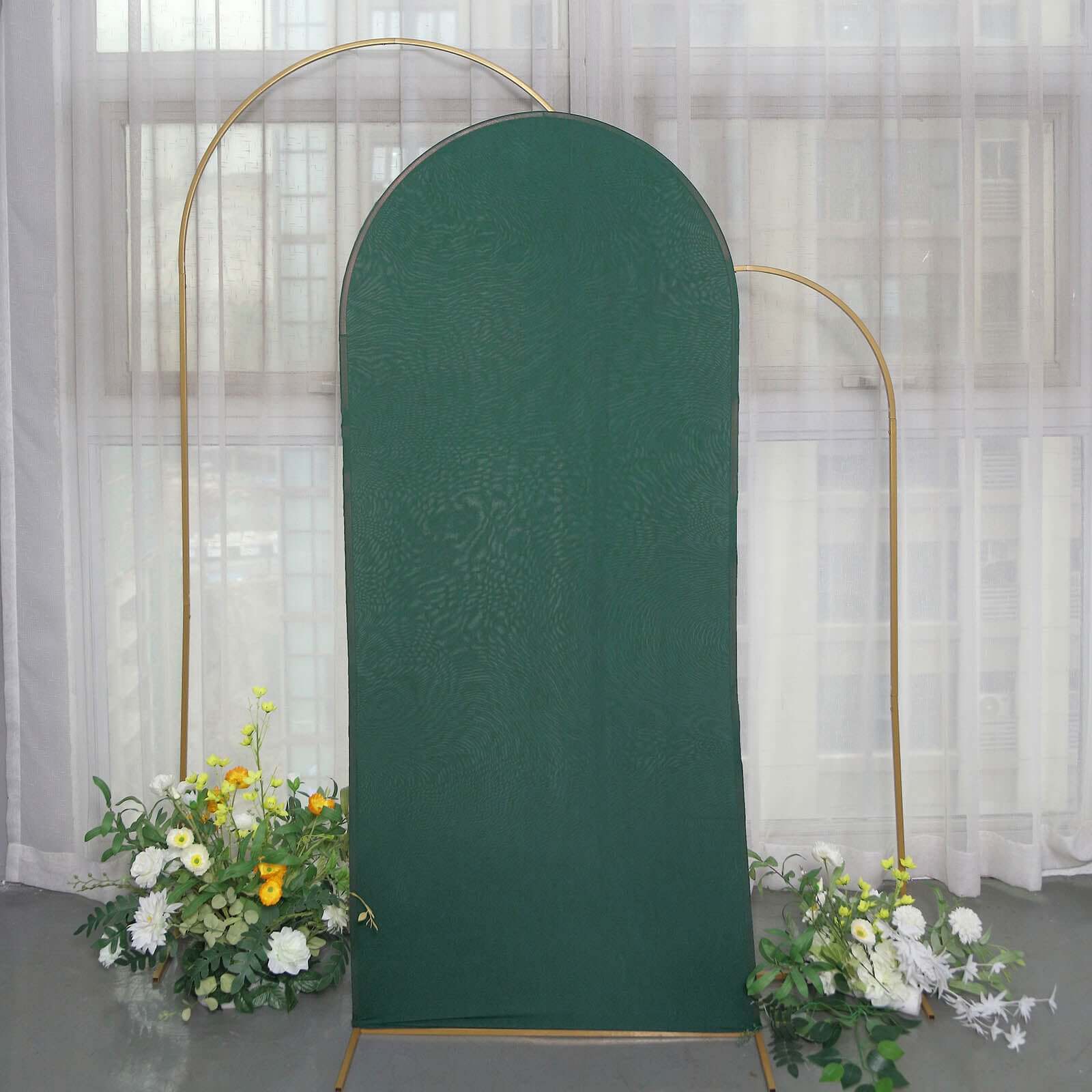 6ft Double - sided Matte Hunter Emerald Green Spandex Fitted Cover for Round Top Wedding Arch