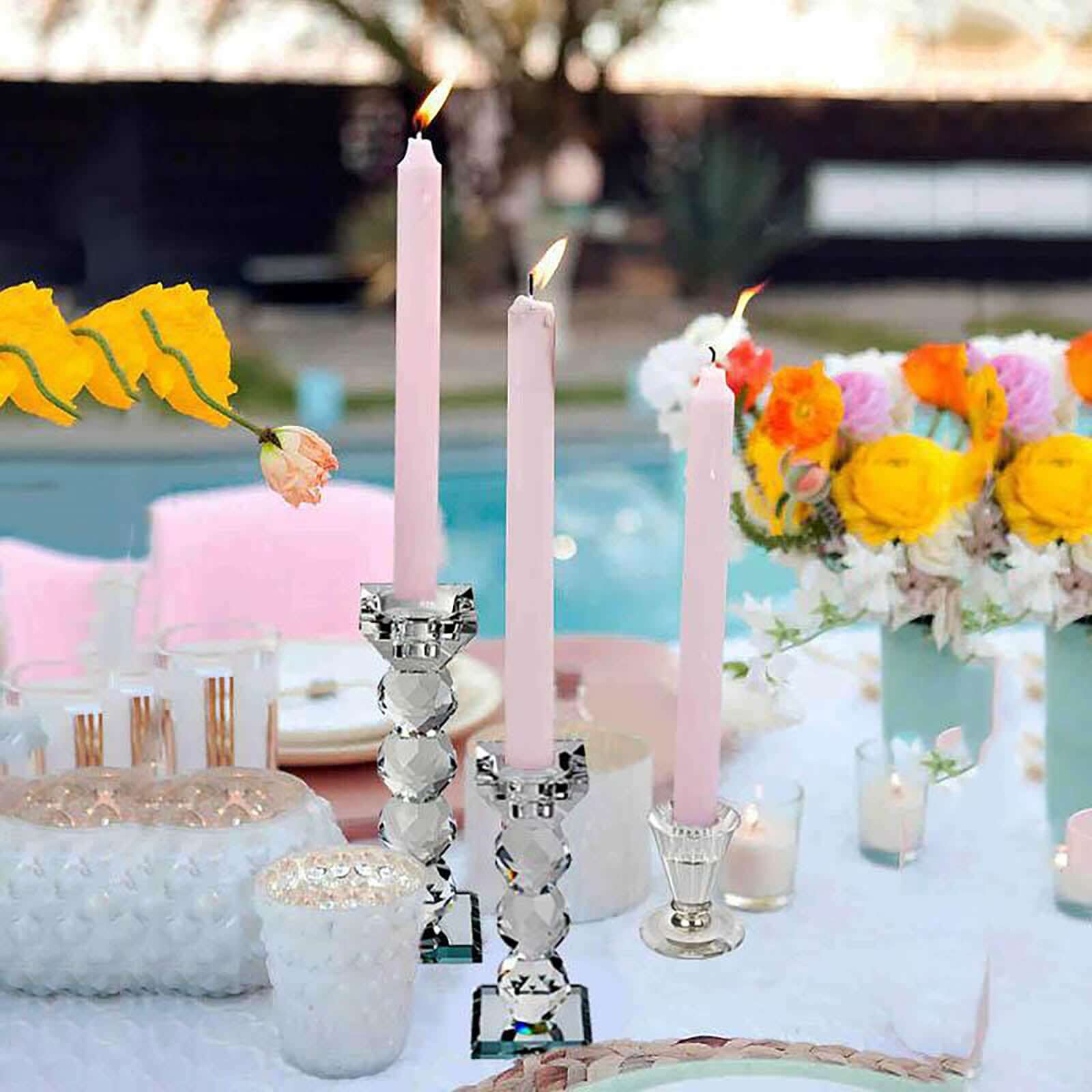 7-Inch Tall Premium Gemcut Crystal Glass Votive Candle Holder for Decorative Display