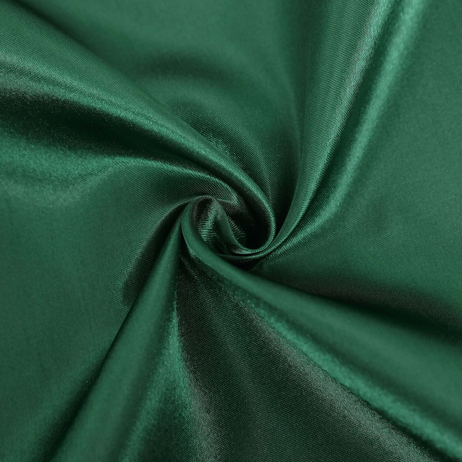 Hunter Emerald Green Satin Self-Tie Chair Covers - Durable Slip-On for Folding, Dining & Banquet Chairs