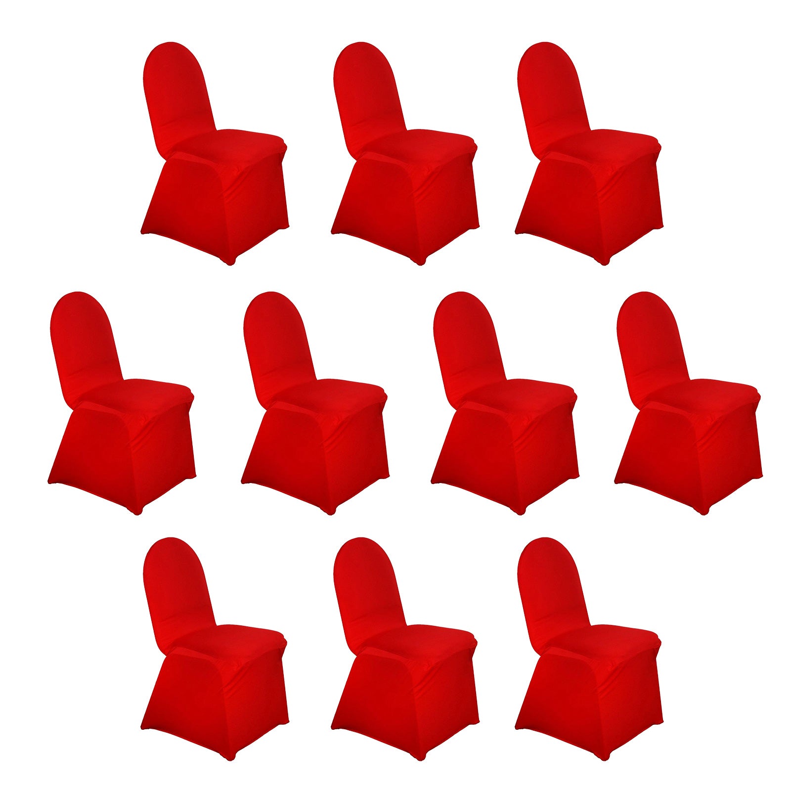 10-Pack Durable Red Spandex Stretch Slip-On Covers for Banquet Chairs - Reusable