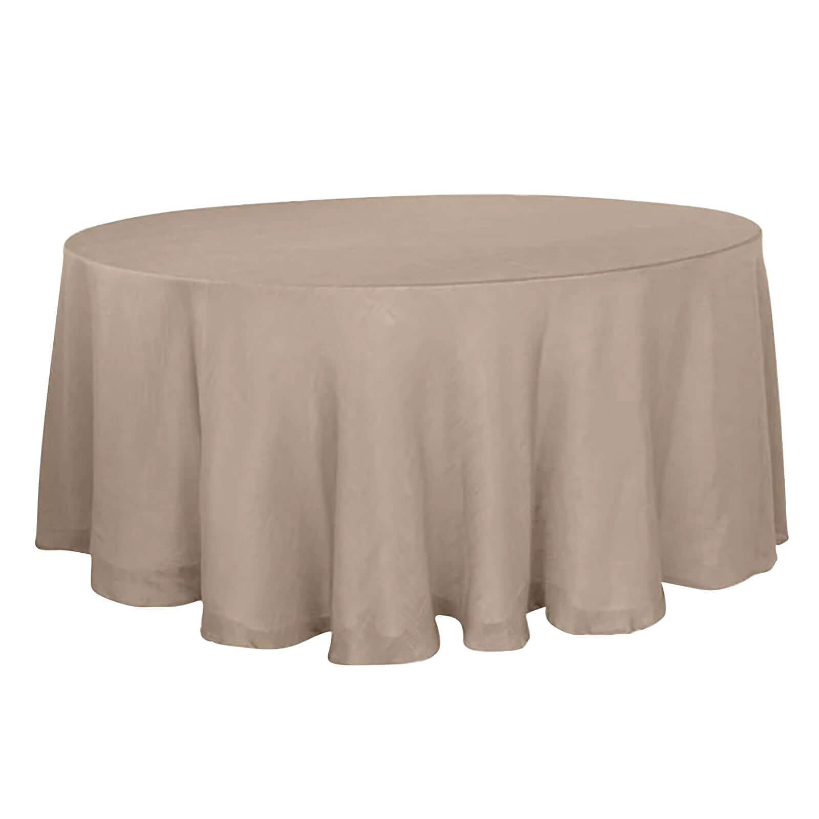 Hot! Taupe Faux Linen 120 Round Wrinkle-Resistant Tablecloth