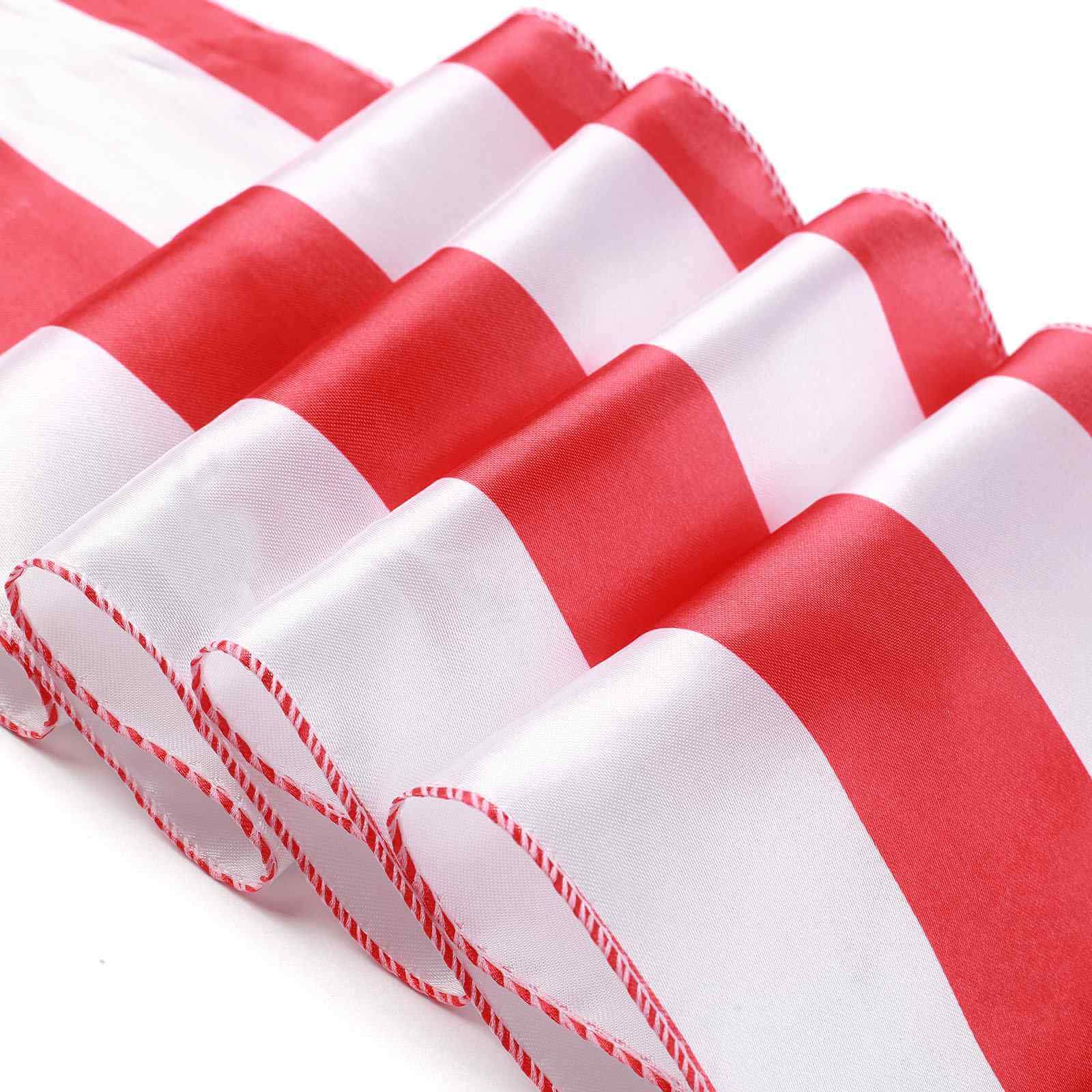 Hot Deal! 5-Piece Set of Satin Red/White Striped 6x108 Chair Sashes for Weddings and Gatherings