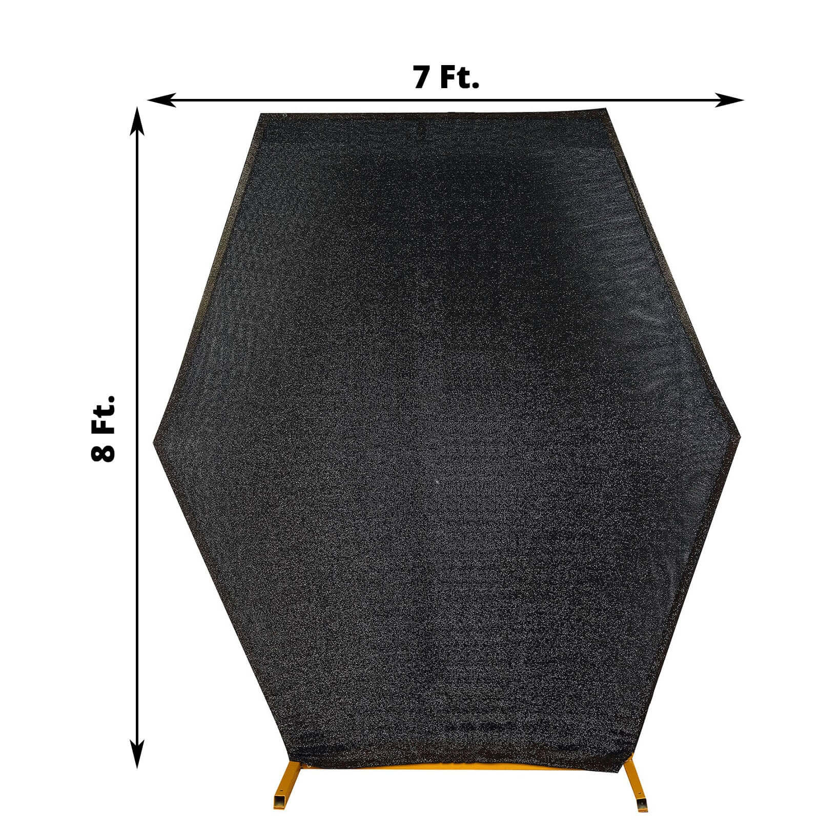 8ft x 7ft Double-Sided Black Metallic Shimmer Tinsel Spandex Hexagon Wedding Arbor Backdrop