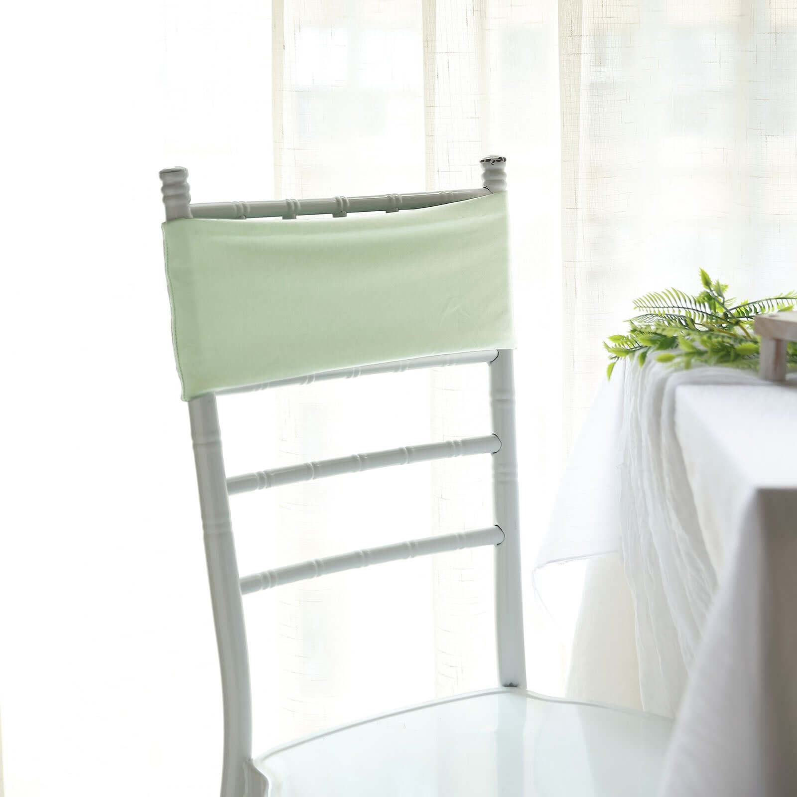 5-Pack Stretchable Spandex Chair Sashes in Sage Green - Ideal for Weddings and Events