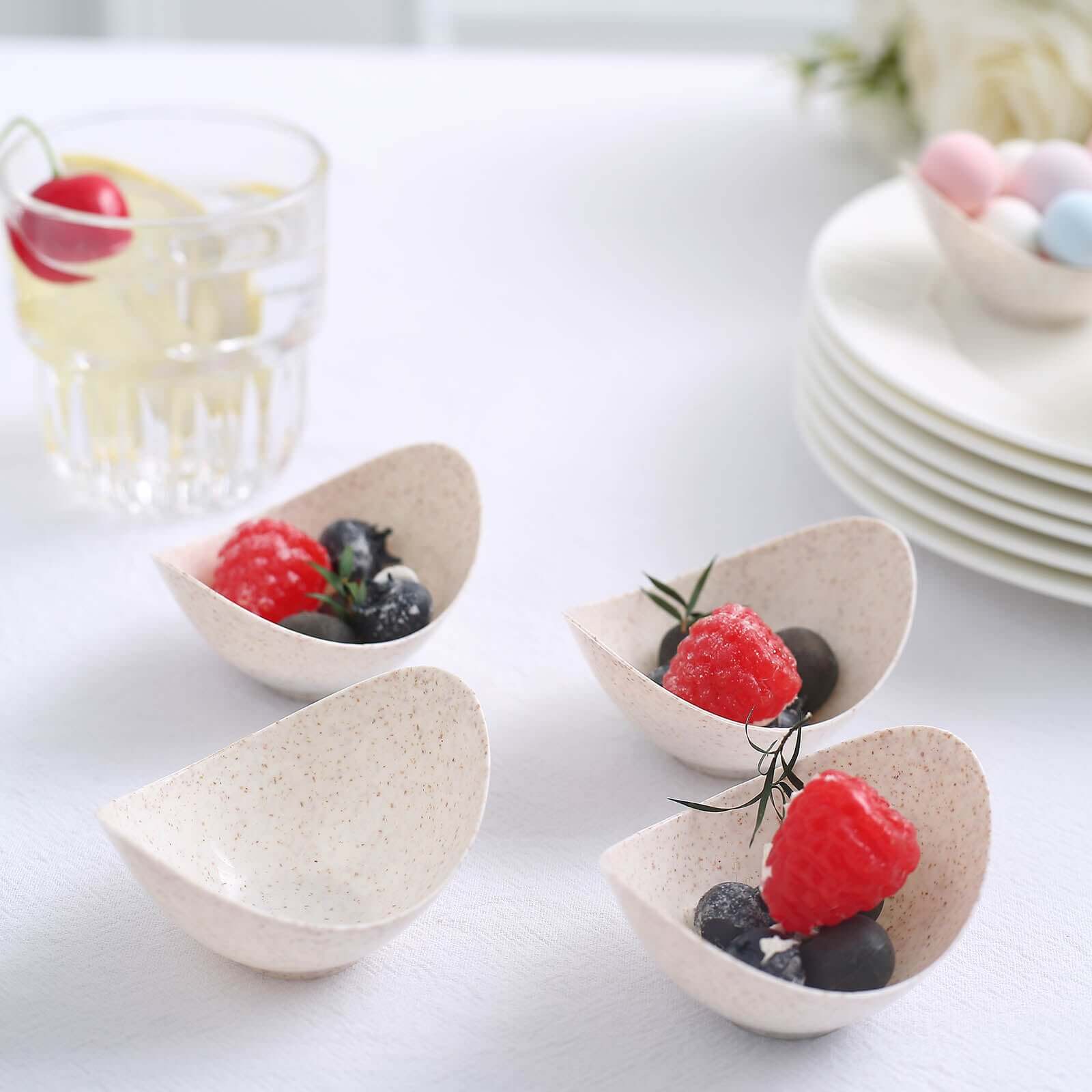 24-Pack Biodegradable Mini Wheat Straw Fiber Dessert Cups - Ideal for Ice Cream