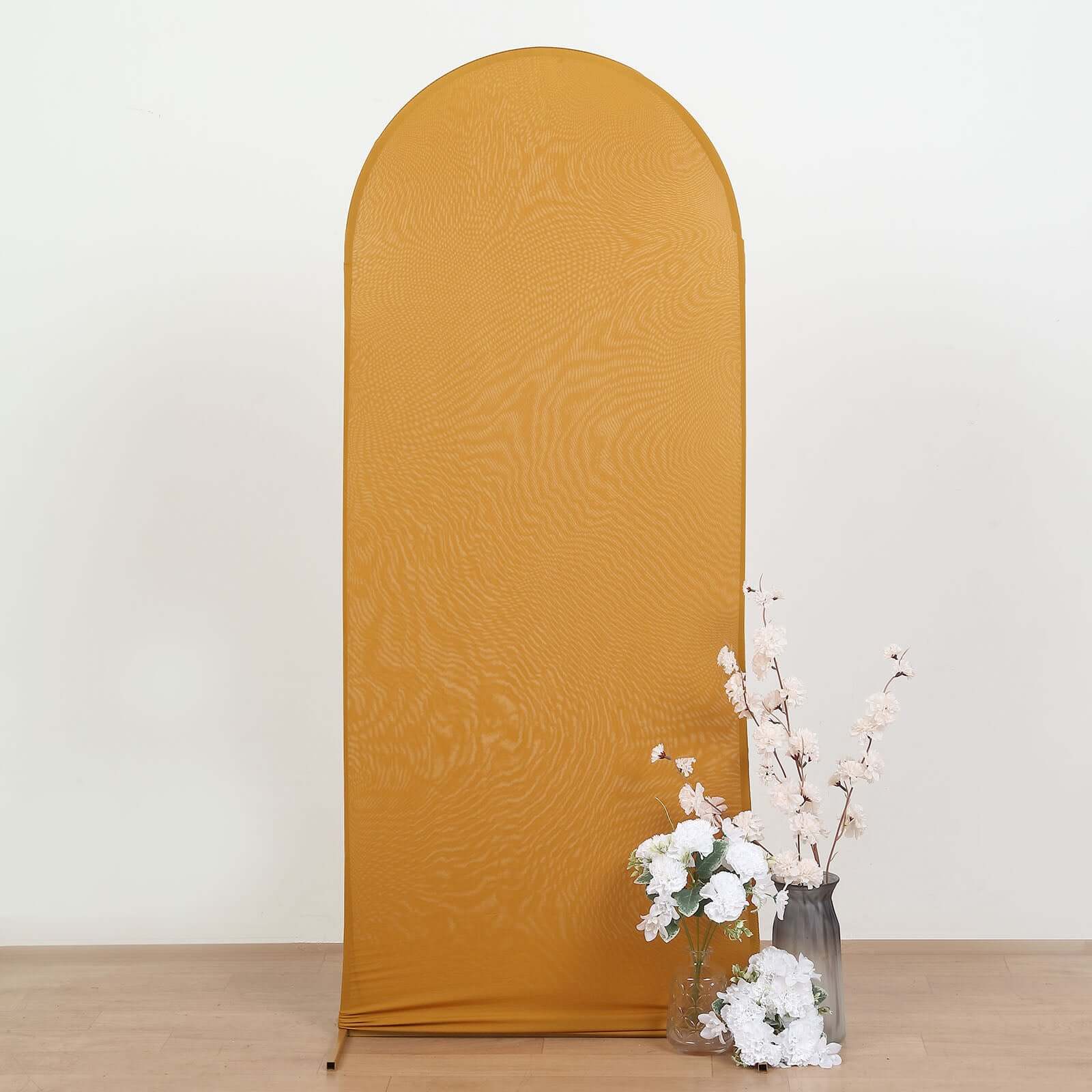 Hot! 5ft Matte Gold Spandex Fitted Cover for Round Top Wedding Arch