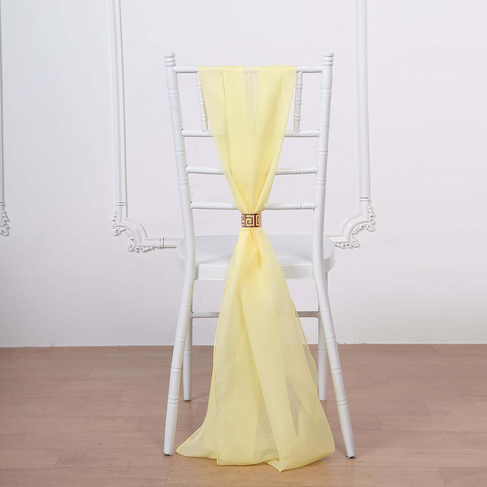 Special Offer! 5-Piece Set of Premium Yellow Chiffon Chair Sashes for Stunning Decor