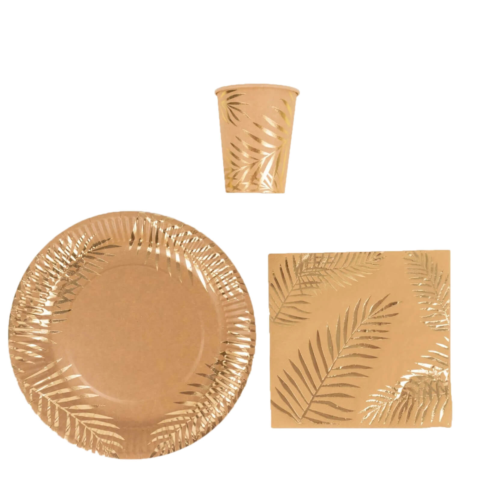 Hot Deal! 72-Piece Disposable Paper Dinnerware Set with Gold Foil Palm Leaves Print