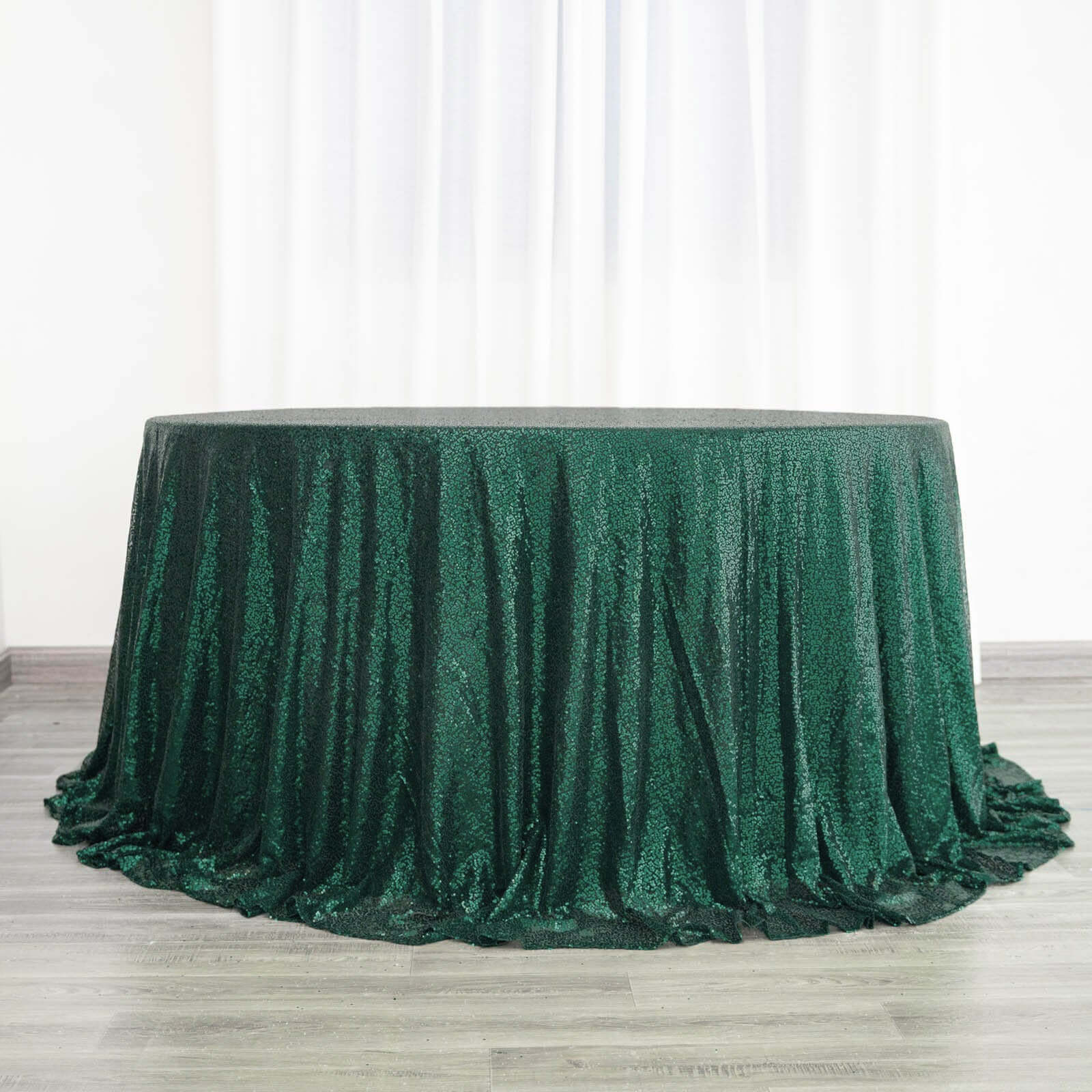 Hot! 120" Seamless Glittering Hunter Emerald Green Round Tablecloth