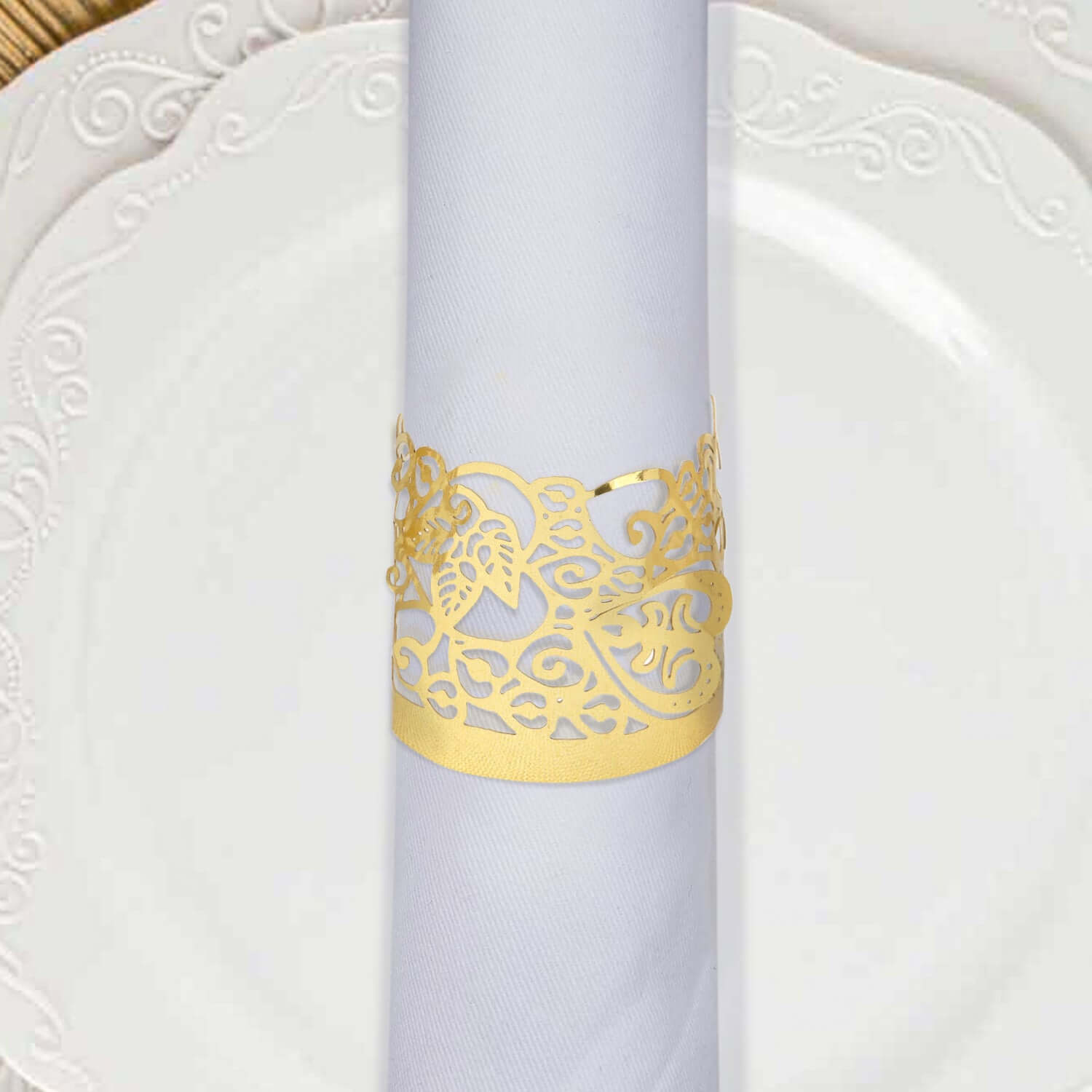20-Pack Gold Foil Floral Lace Design Paper Wraps for Votive Tealight Candles