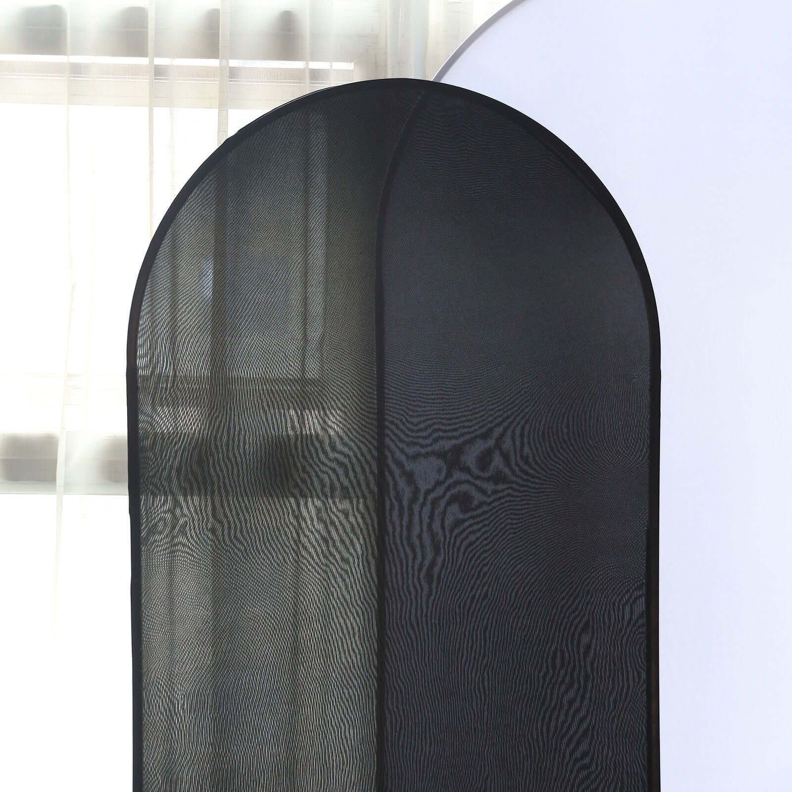 6ft Double-Sided Matte Black Spandex Fitted Cover for Round Top Wedding Arch Stand - Ideal Decor