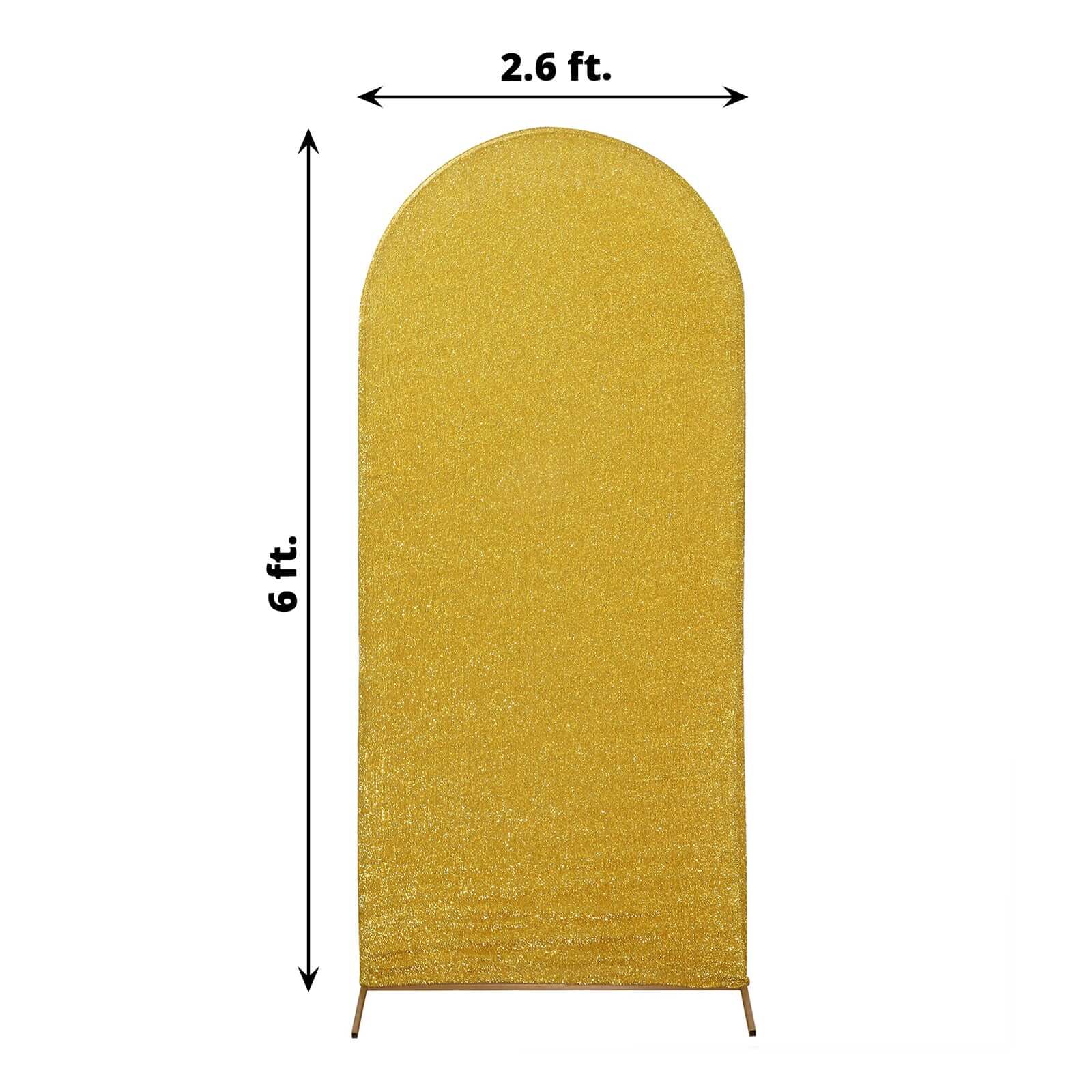 6ft Gold Shimmer Tinsel Spandex Cover for Round Top Wedding Arch - Ideal Choice!