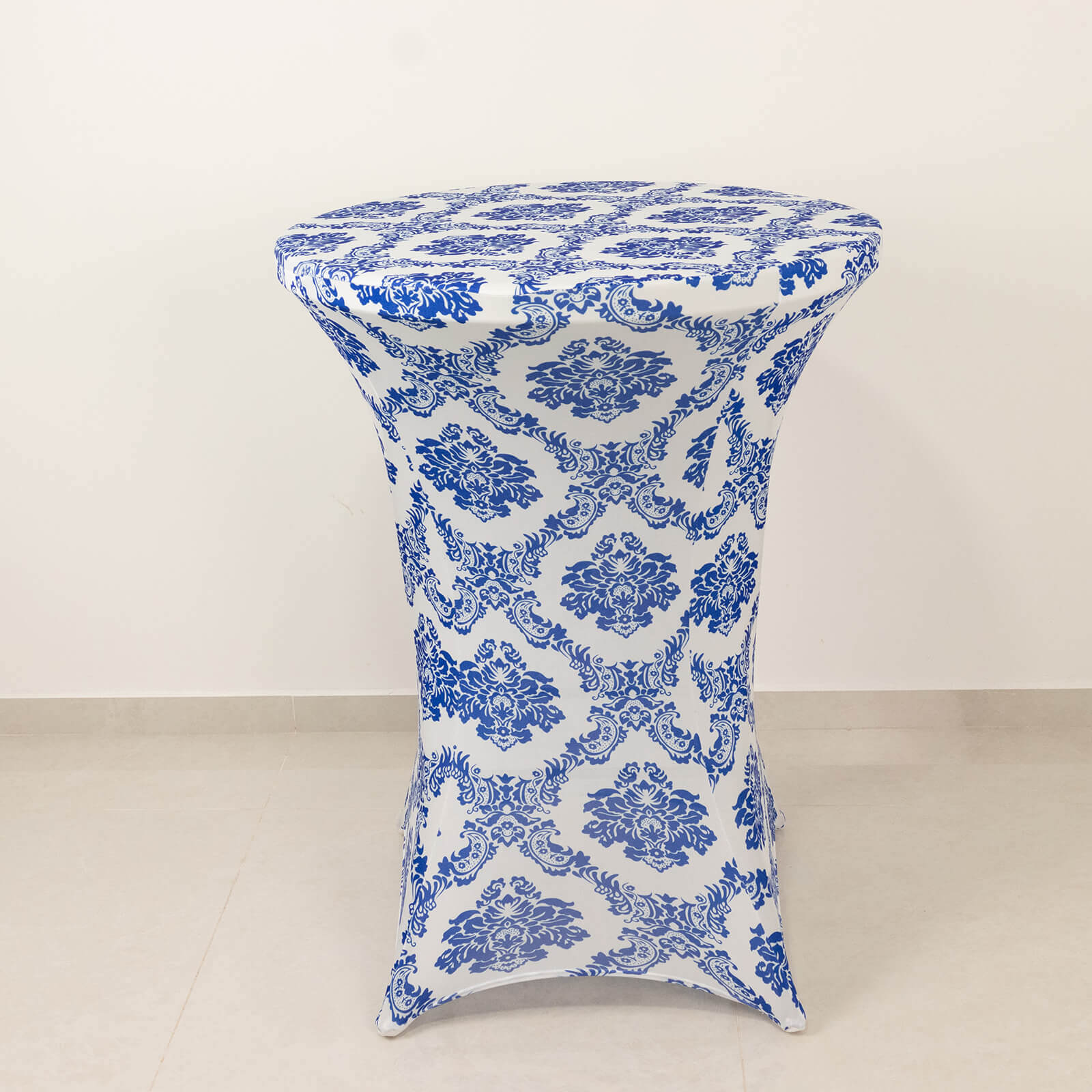 Royal Blue Spandex Stretch Fitted Cocktail Table Cover for 24'-32' Dia. Tables - Easy Maintenance