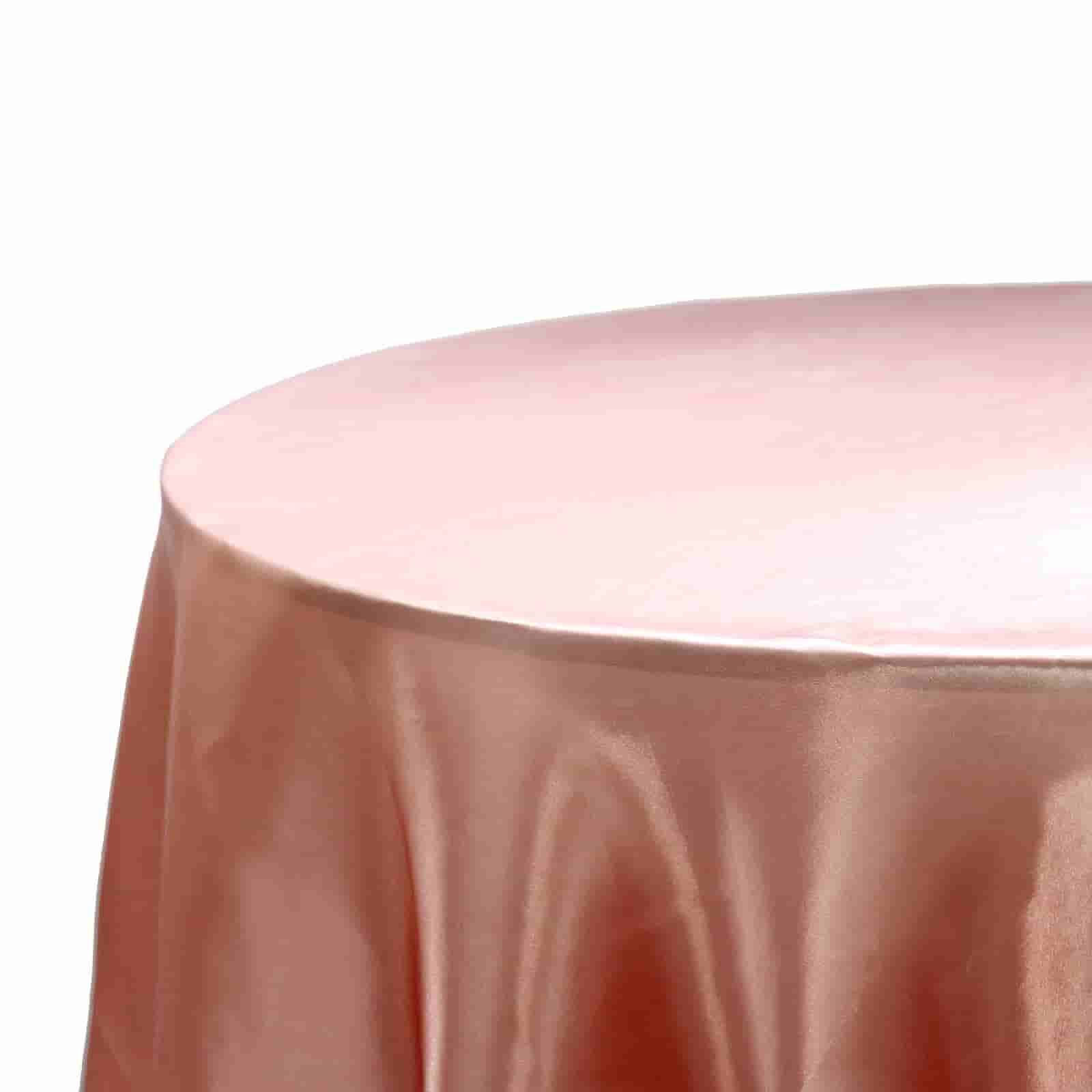 Luxurious 108-Inch Round Dusty Rose Satin Tablecloth with Smooth Finish