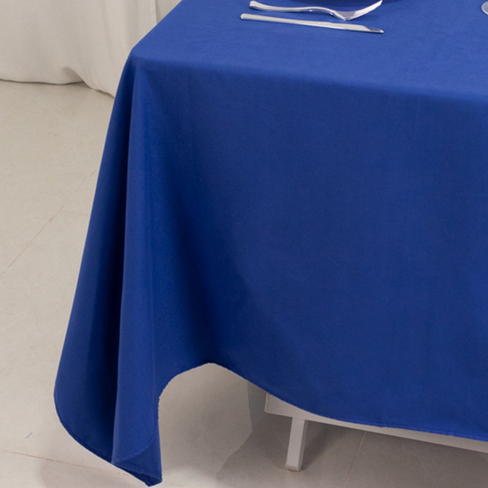 Wrinkle-Resistant Royal Blue 70x70 Square Cotton Blend Tablecloth