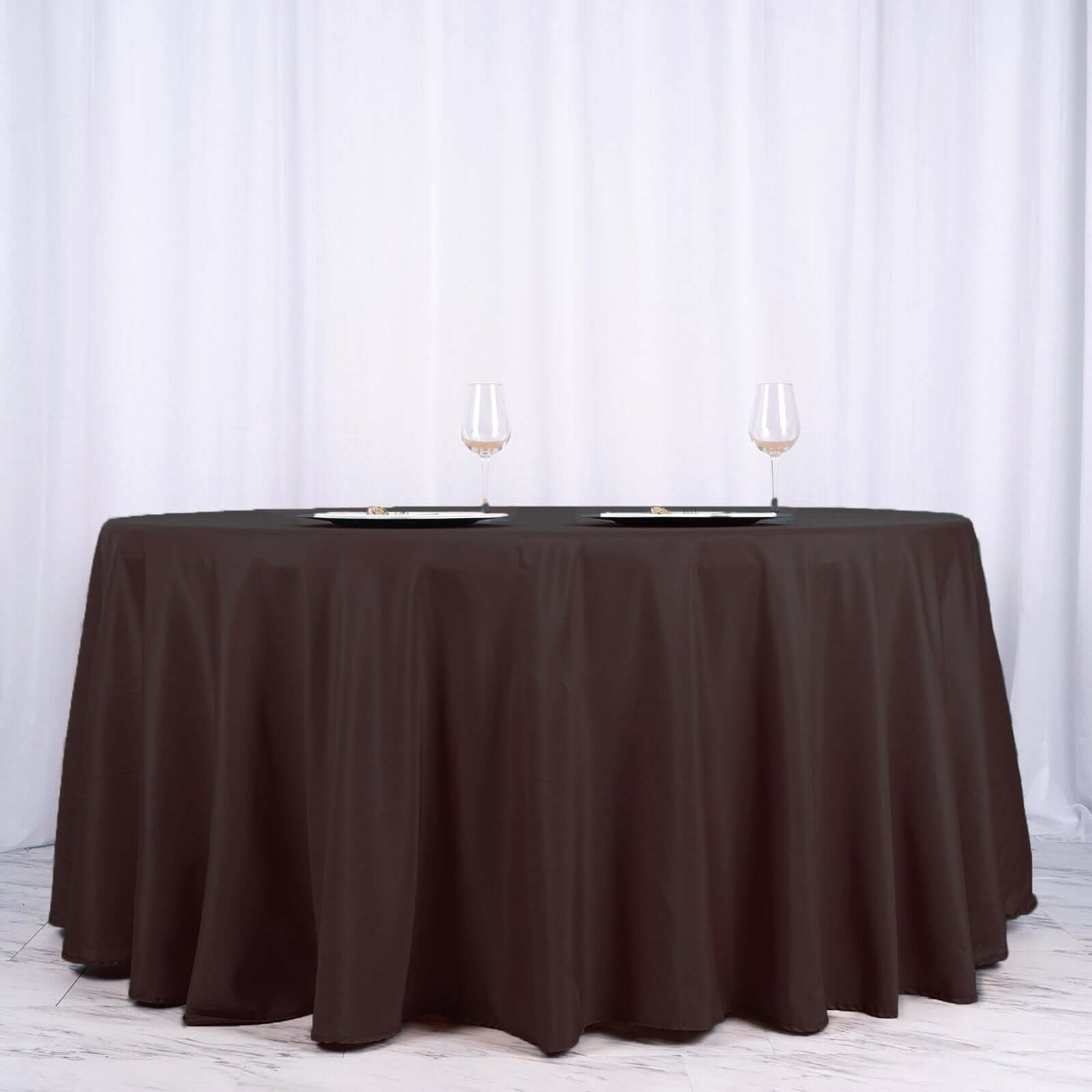Chocolate 120-Inch Seamless Wrinkle-Resistant Polyester Round Tablecloth