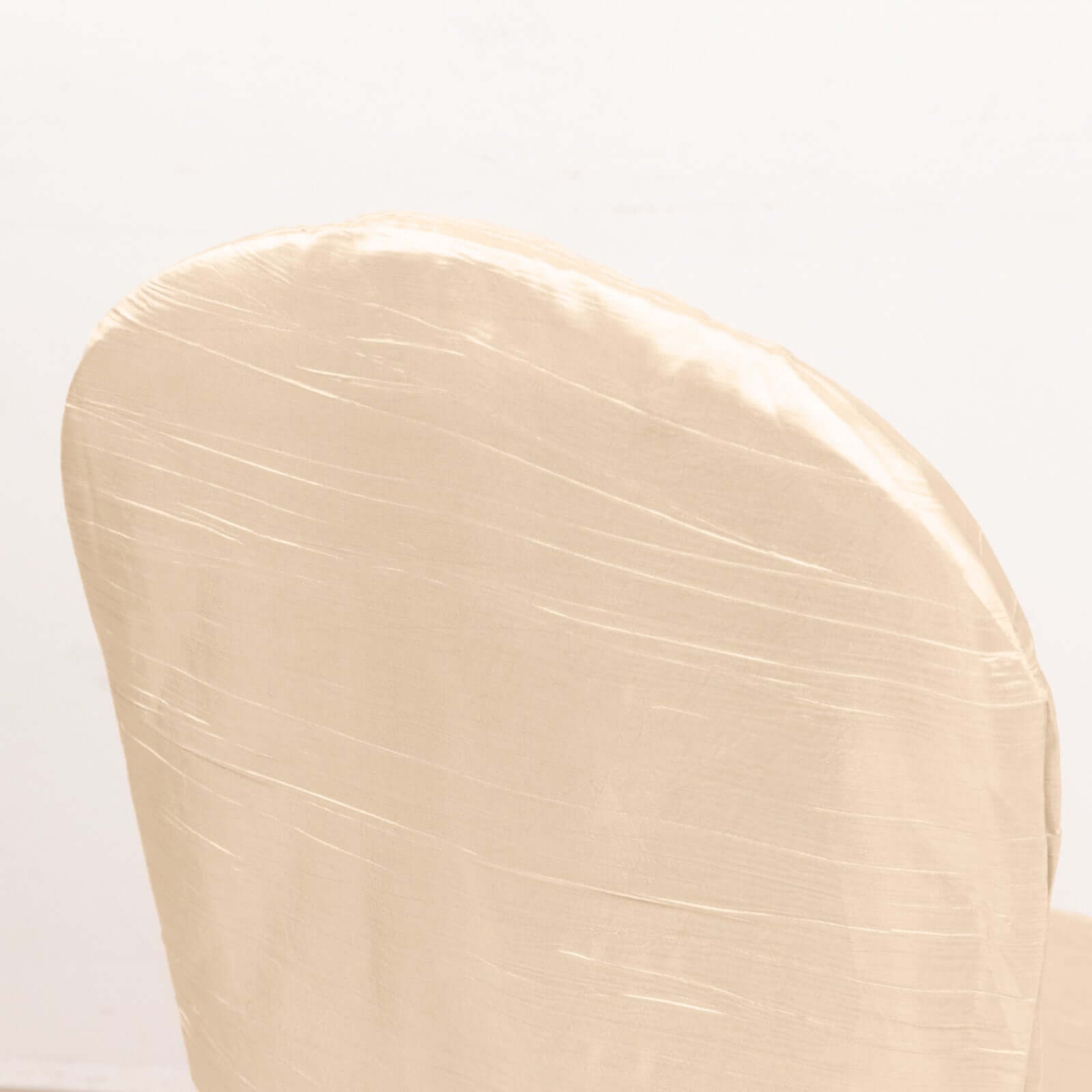 Beige Reusable Crinkle Crushed Taffeta Chair Cover for Banquet Chairs - Great Value!