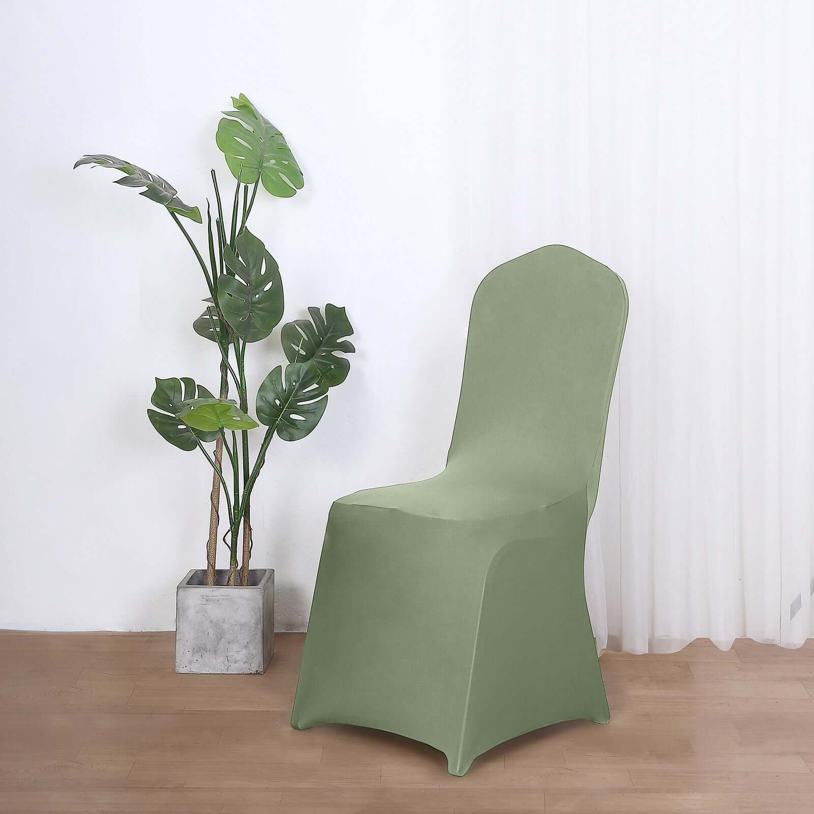 Stretch 160GSM Dusty Sage Green Spandex Slip-On Cover for Banquet Chairs