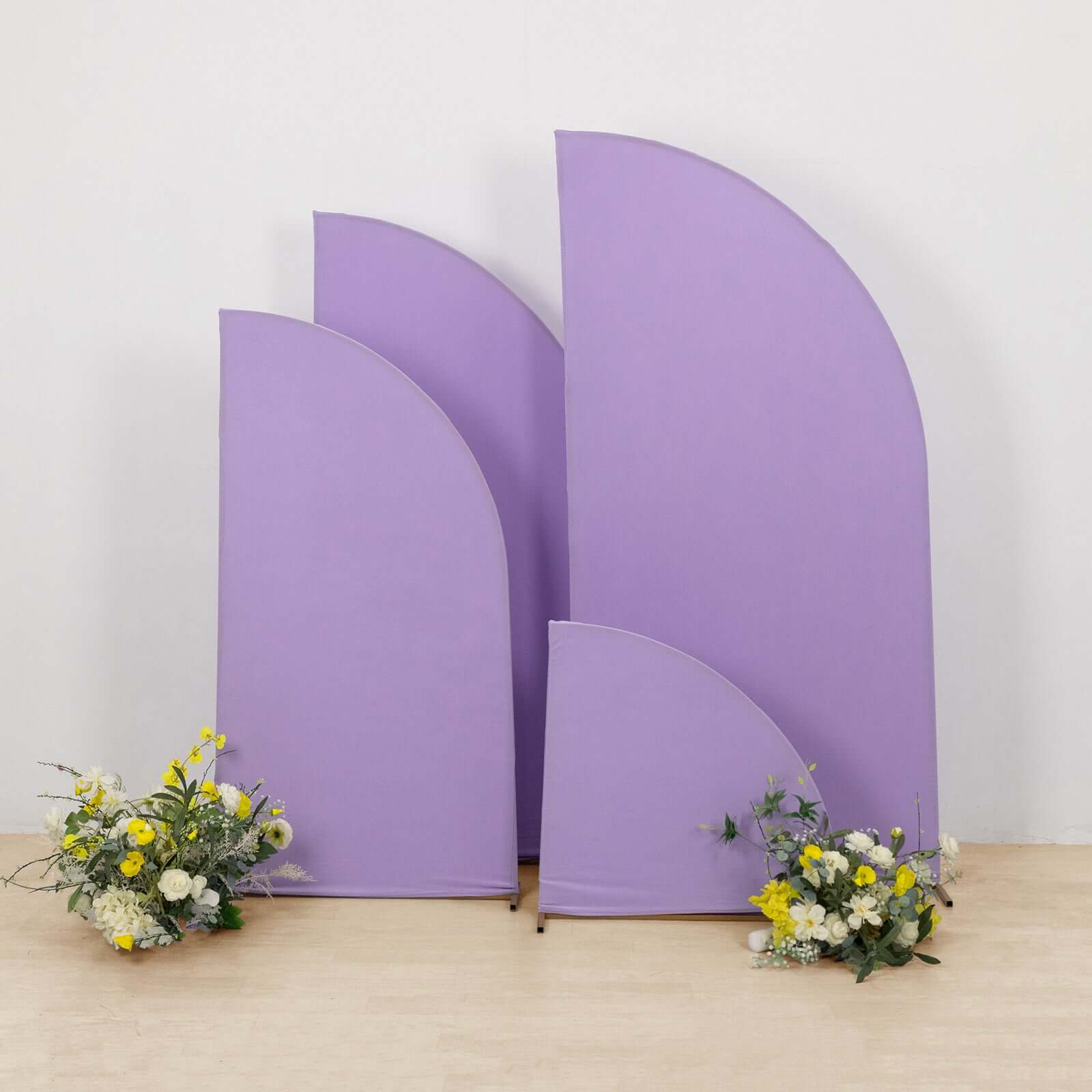 Custom-Fitted Matte Lavender Lilac Spandex Wedding Arch Covers Set of 4 - 2.5ft, 5ft, 6ft, 7ft
