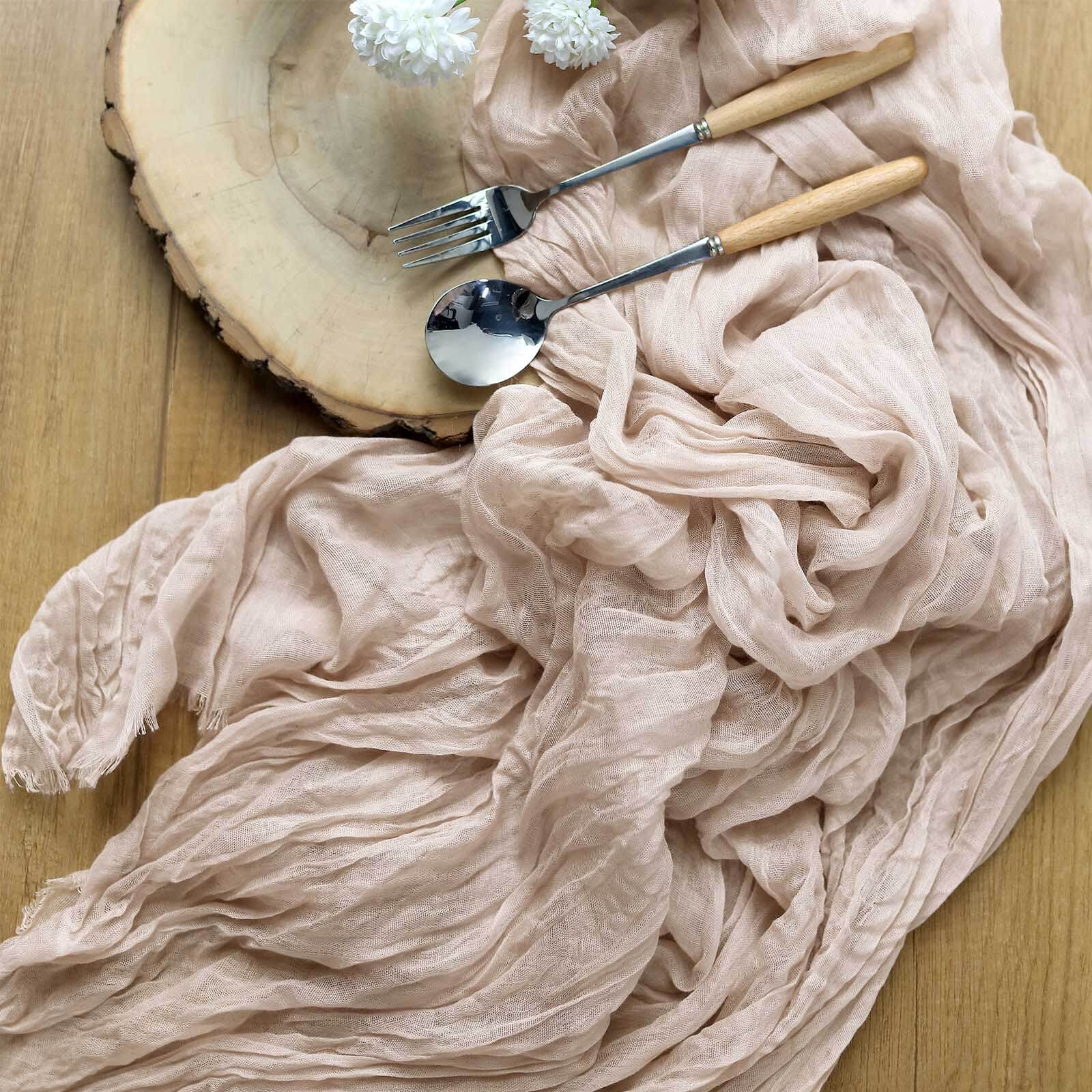 10ft Nude Gauze Cheesecloth Table Runner - Rustic Boho Style, Ideal for Events