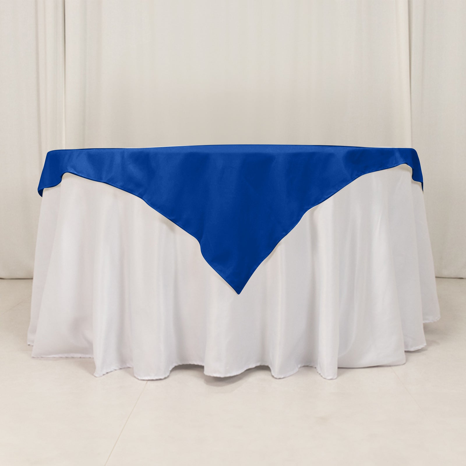Wrinkle-Resistant Royal Blue 54x54 Cotton Blend Square Table Overlay