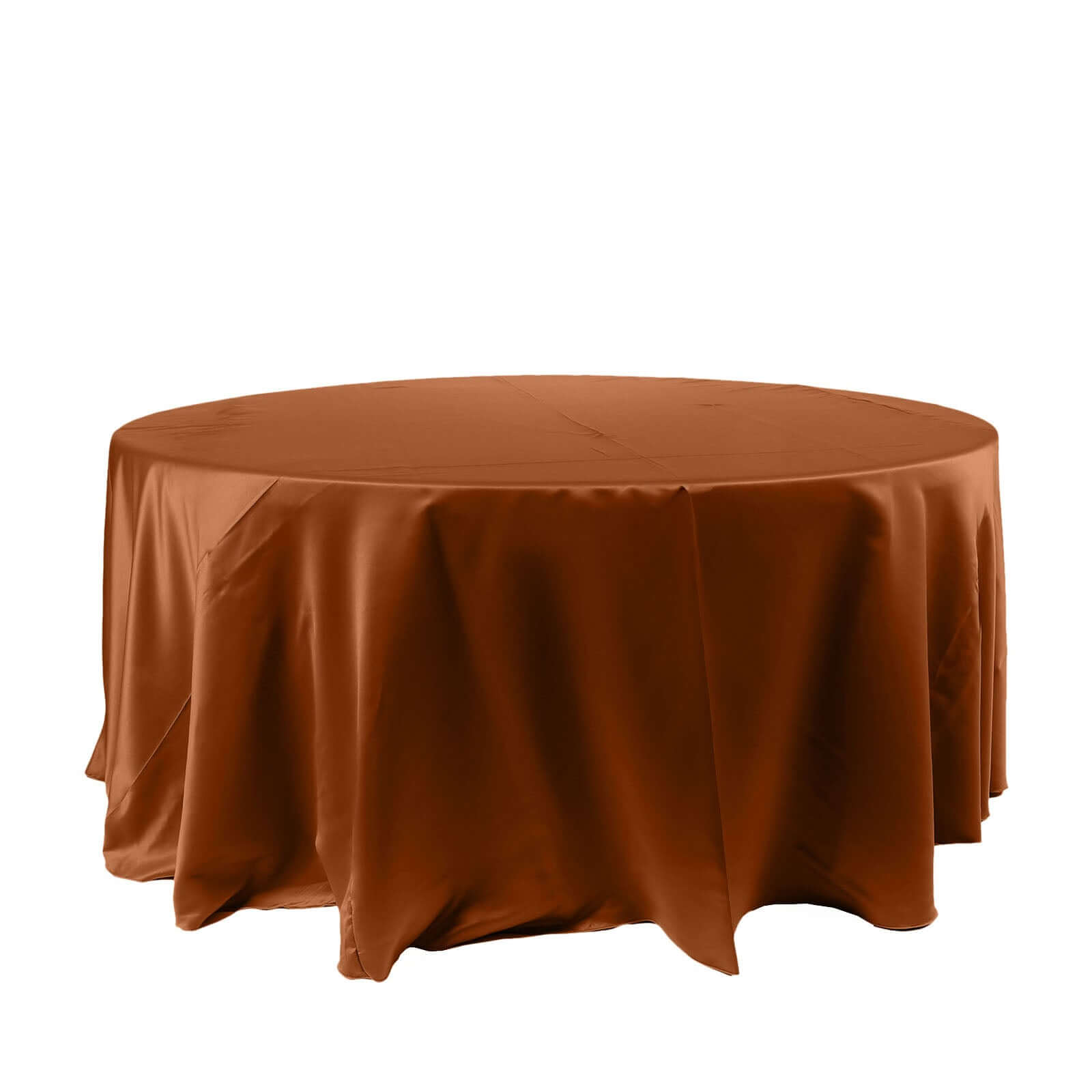 Stylish Satin 120-Inch Round Tablecloth in Cinnamon Brown - Seamless Table Cover for Special Occasions