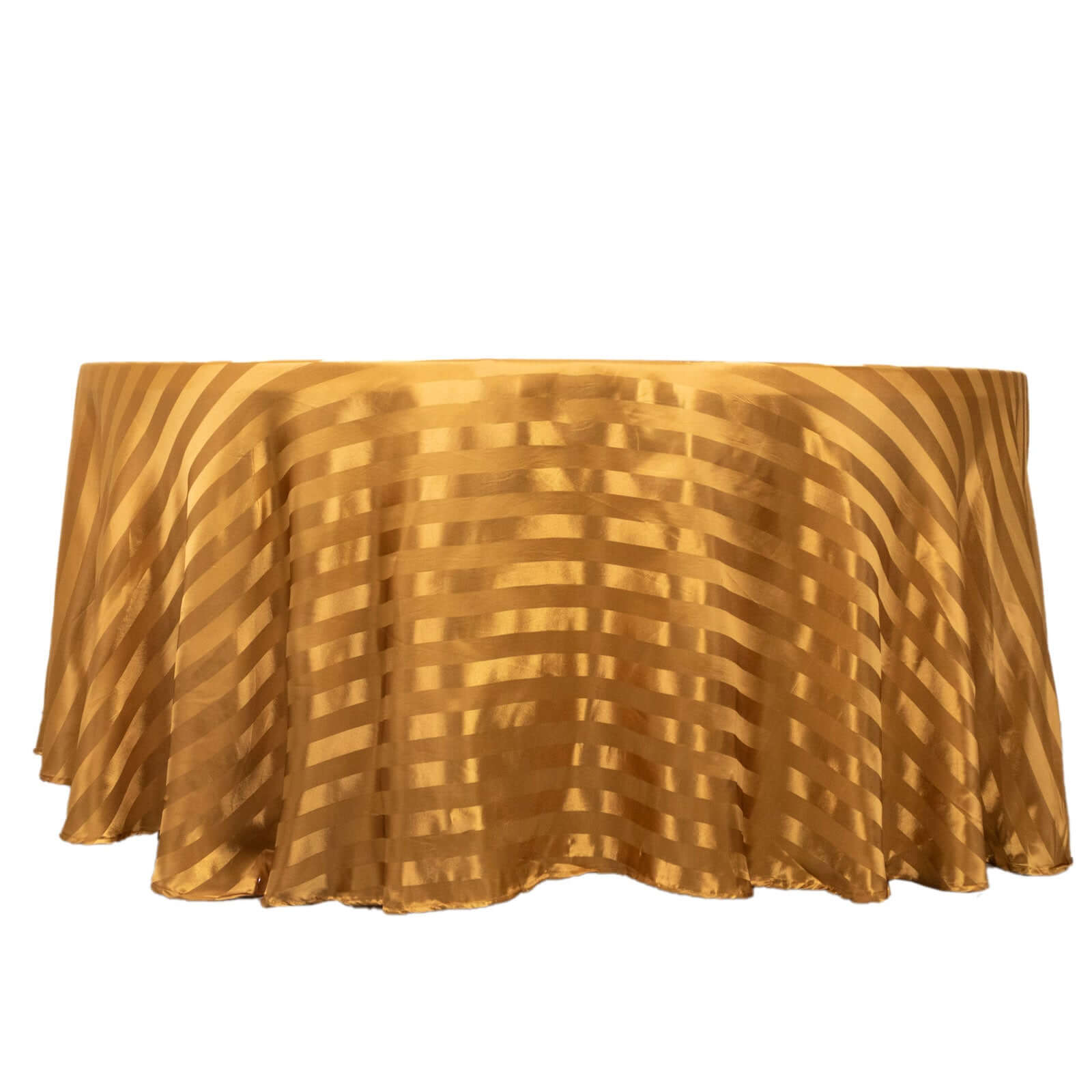 Hot Sale! 120-Inch Gold Satin Round Tablecloth with Glossy Stripes for Weddings
