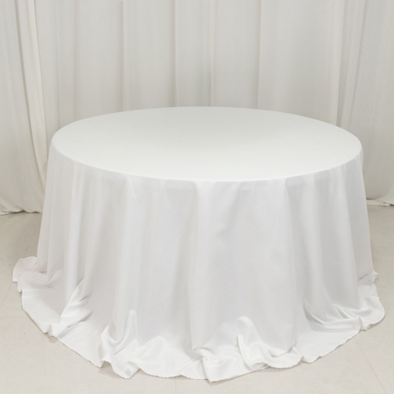 Premium Cotton Blend White 132" Round Tablecloth - Wrinkle-Free for Formal Events