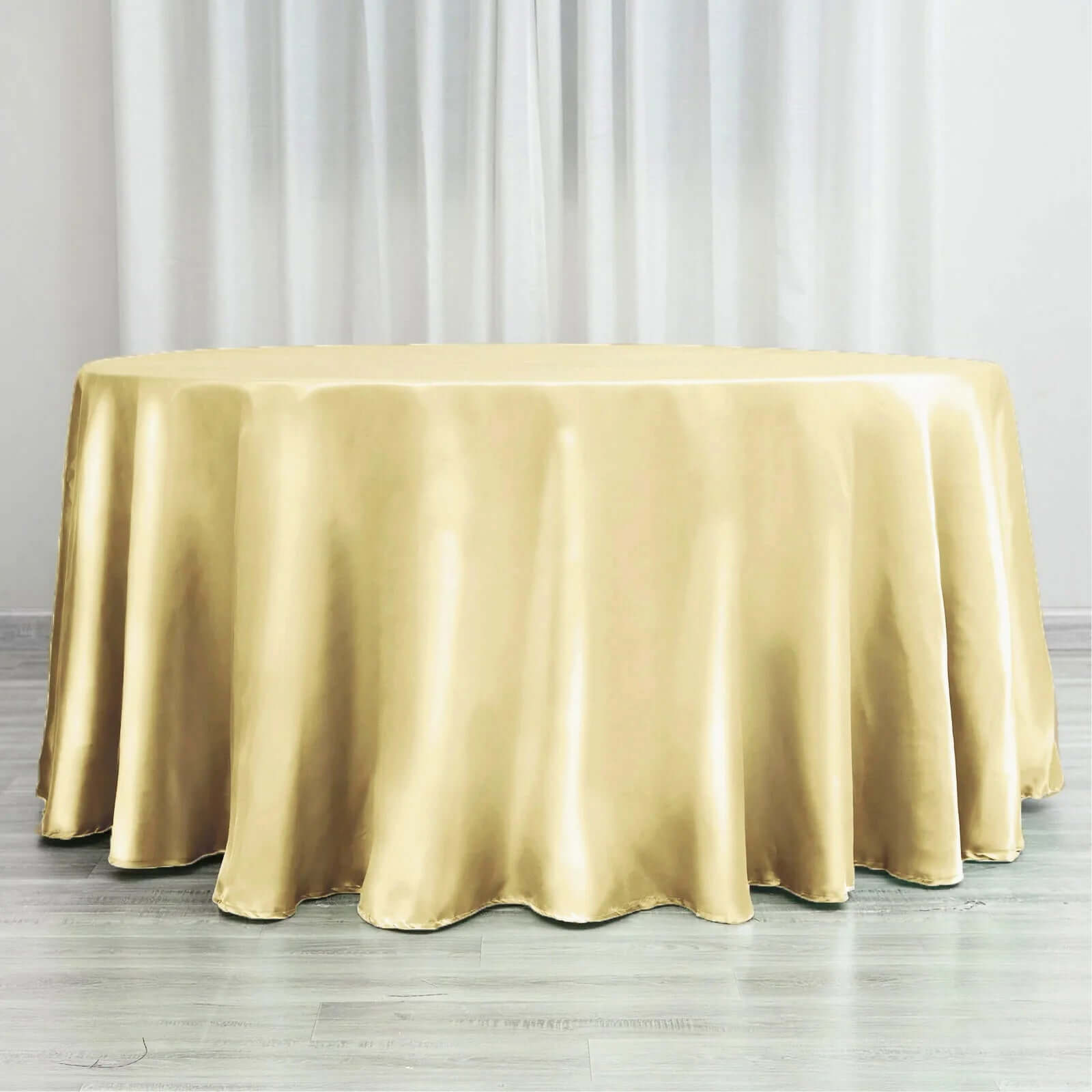 Stylish Seamless Champagne Satin 120-Inch Round Tablecloth