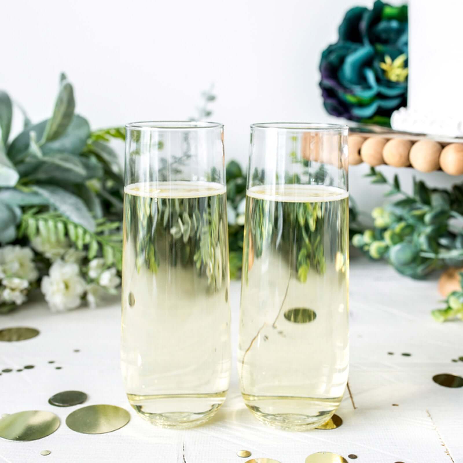6-Piece Set of Reusable 9oz Clear Plastic Stemless Champagne Flutes - Perfect for All Occasions