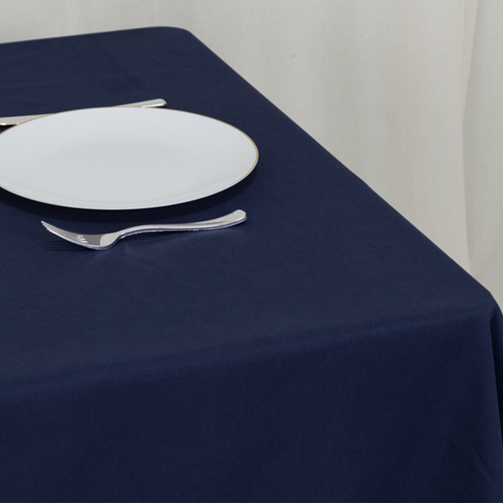 Wrinkle-Resistant Navy Cotton Blend 54x54 Square Table Overlay Table Topper