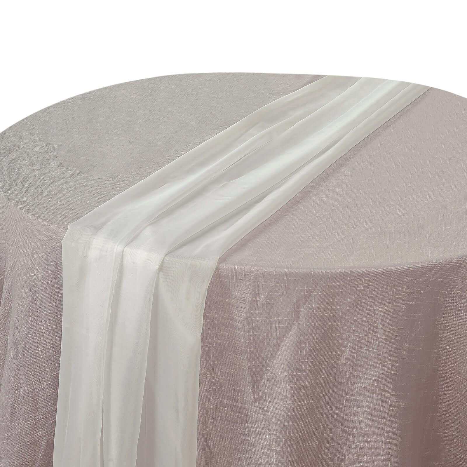Luxurious Ivory 6ft Premium Chiffon Table Runner - Light & Flowy Decor