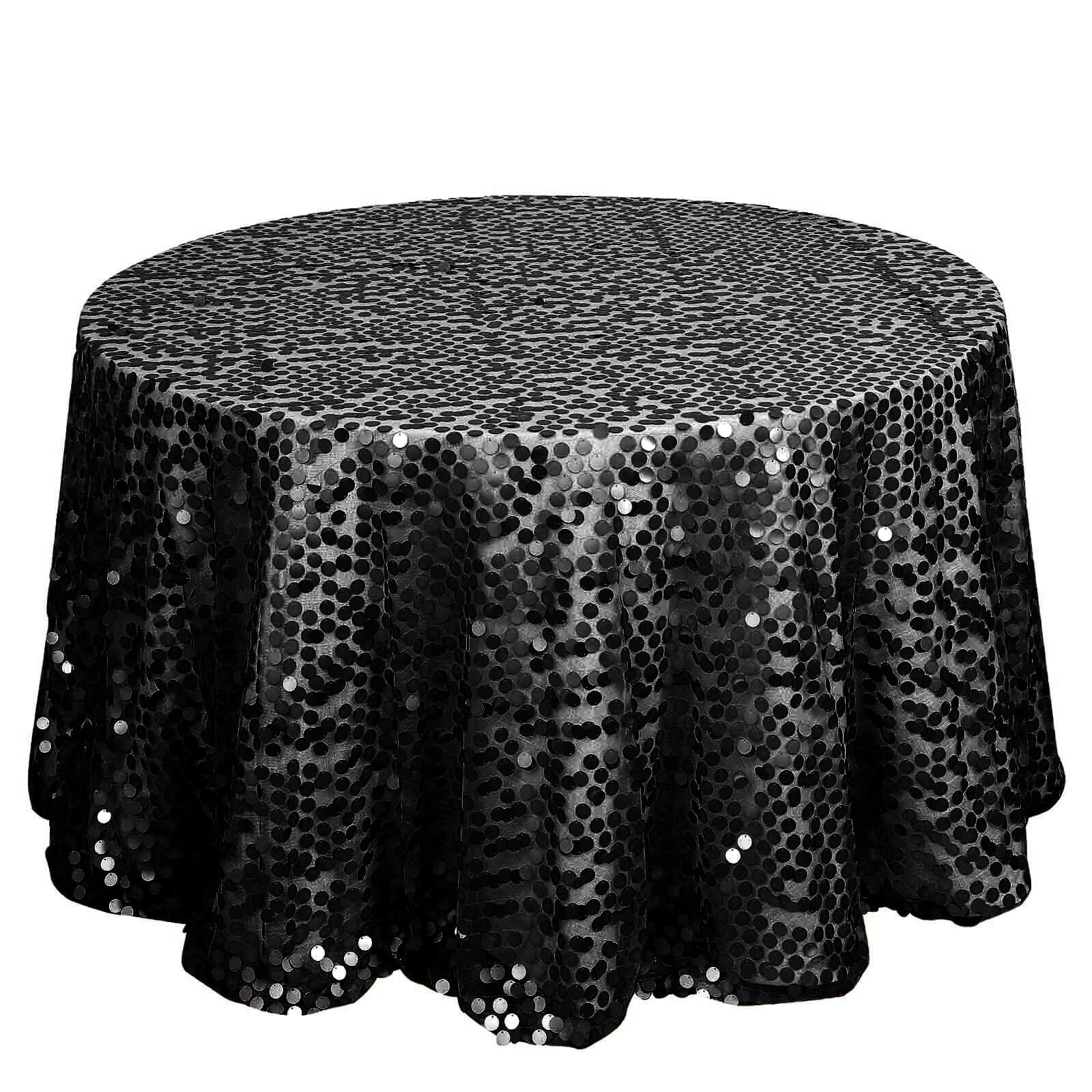 Exclusive Seamless Black Sequin 120 Round Tablecloth for Luxurious Celebrations