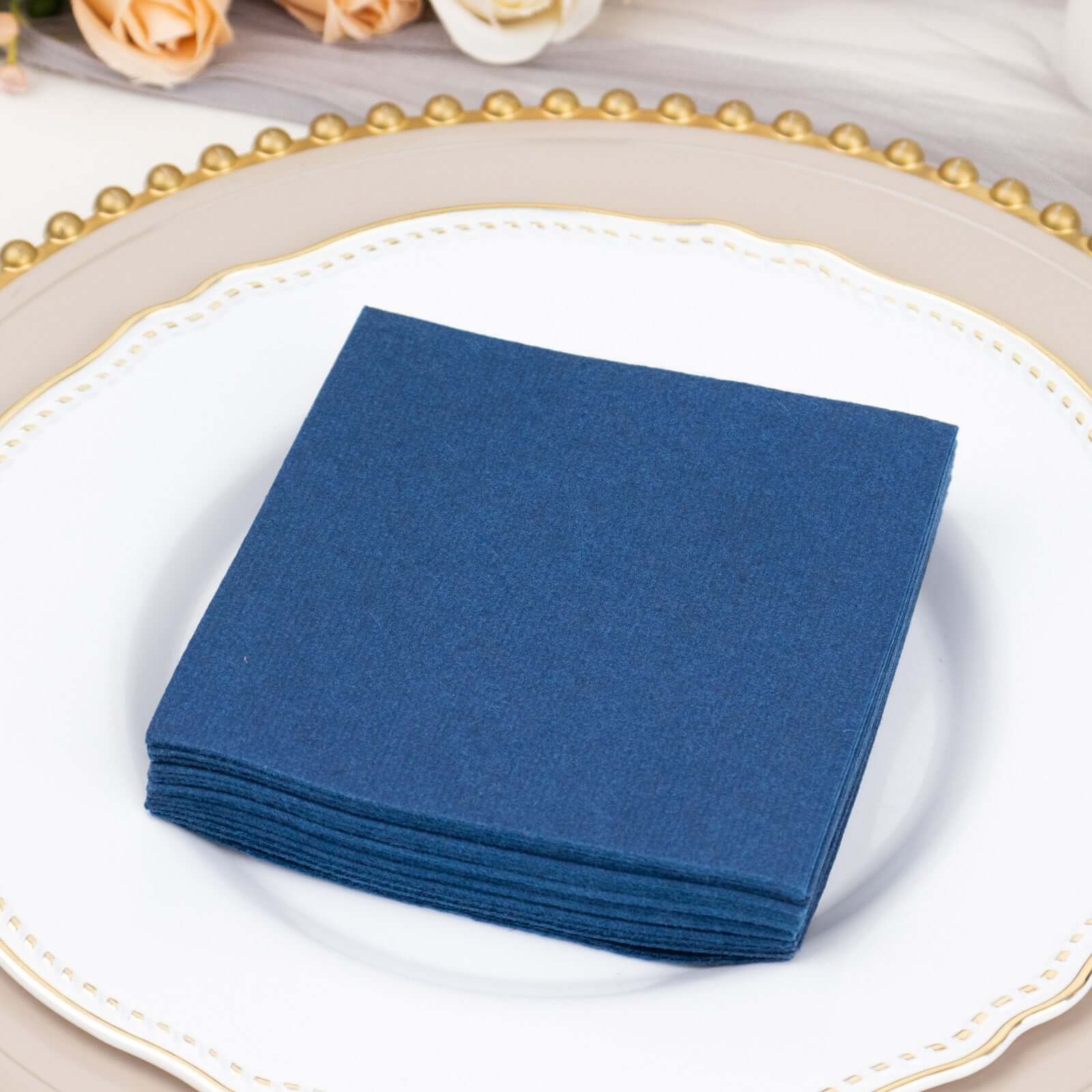 Hot! 20-Pack Navy Blue 5x5 Linen-Like Highly Absorbent Airlaid Napkins