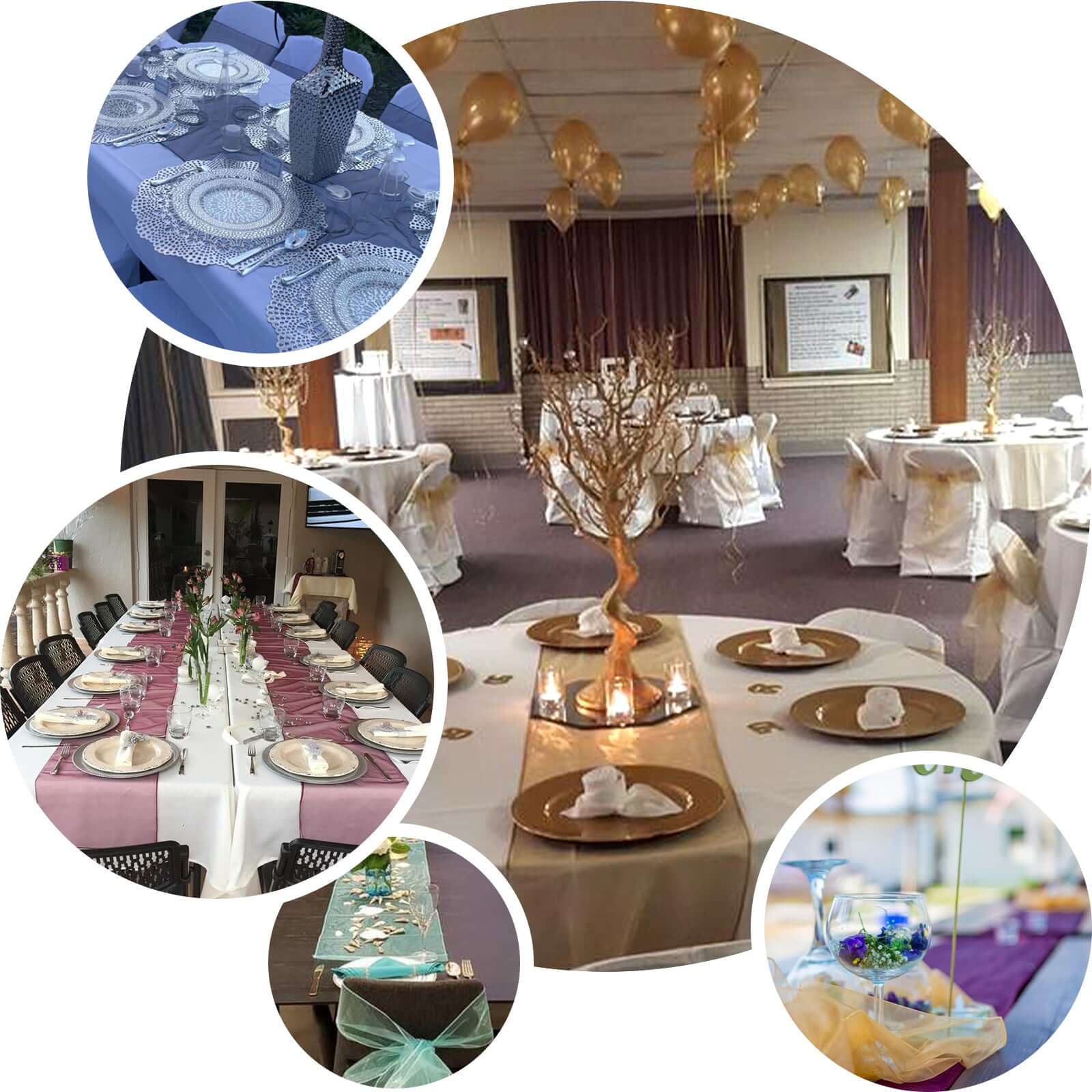 10-Piece Set of Gold Sheer Nylon Organza Table Runners, Ideal for Weddings