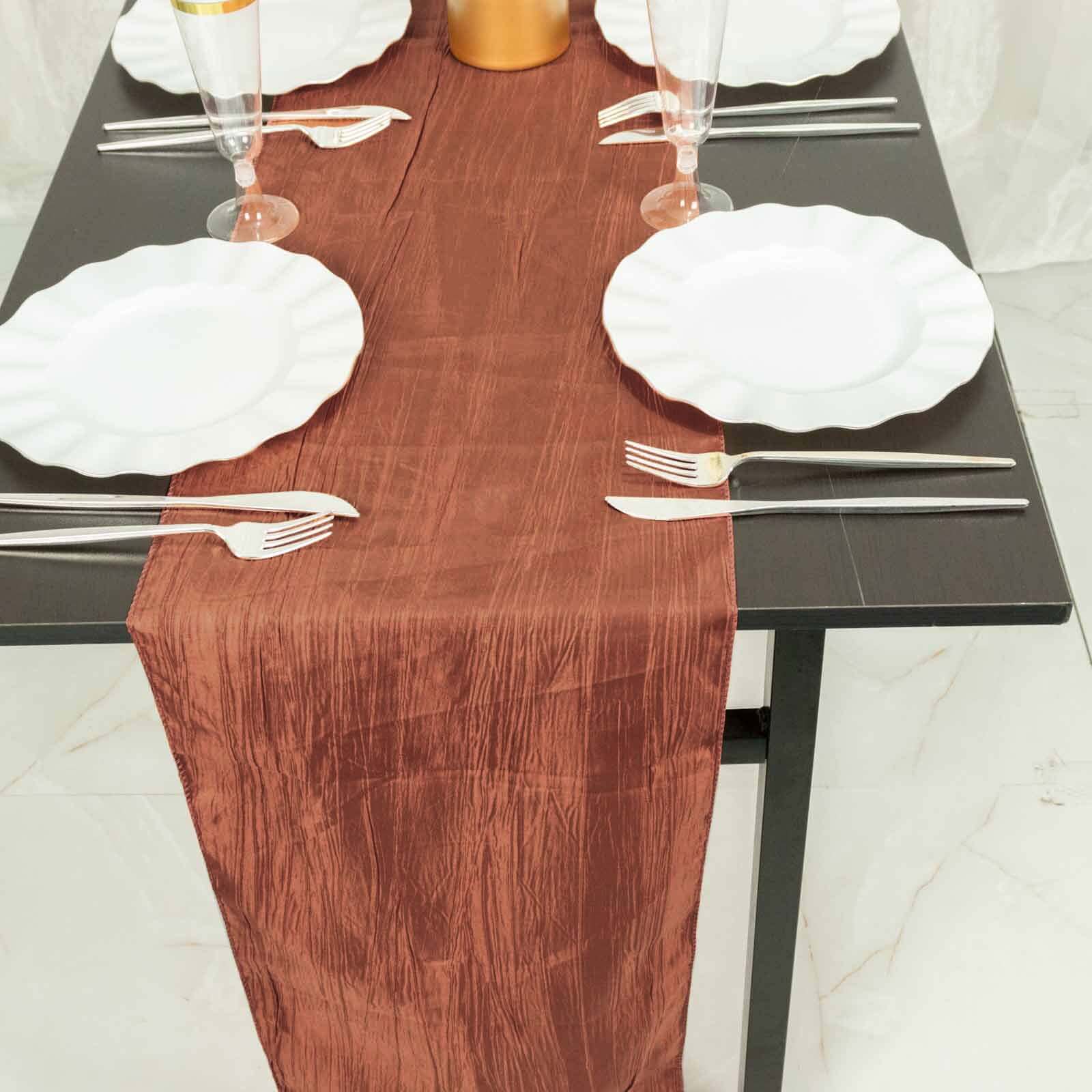 Hot Deal! Terracotta Accordion Crinkle Taffeta 12x108 Table Runner