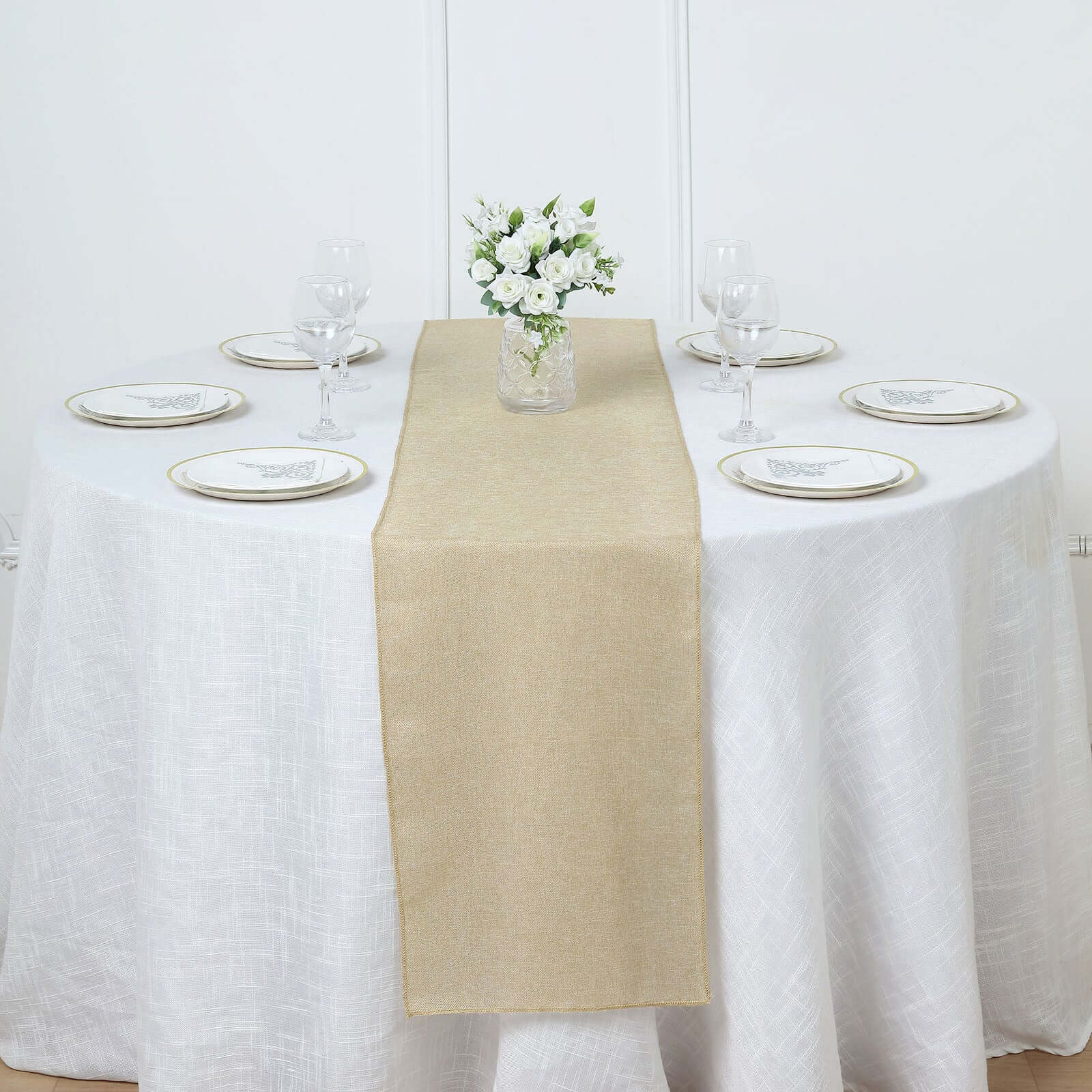 Hot! Natural Faux Linen 14x108 Table Runner for Rustic Decor