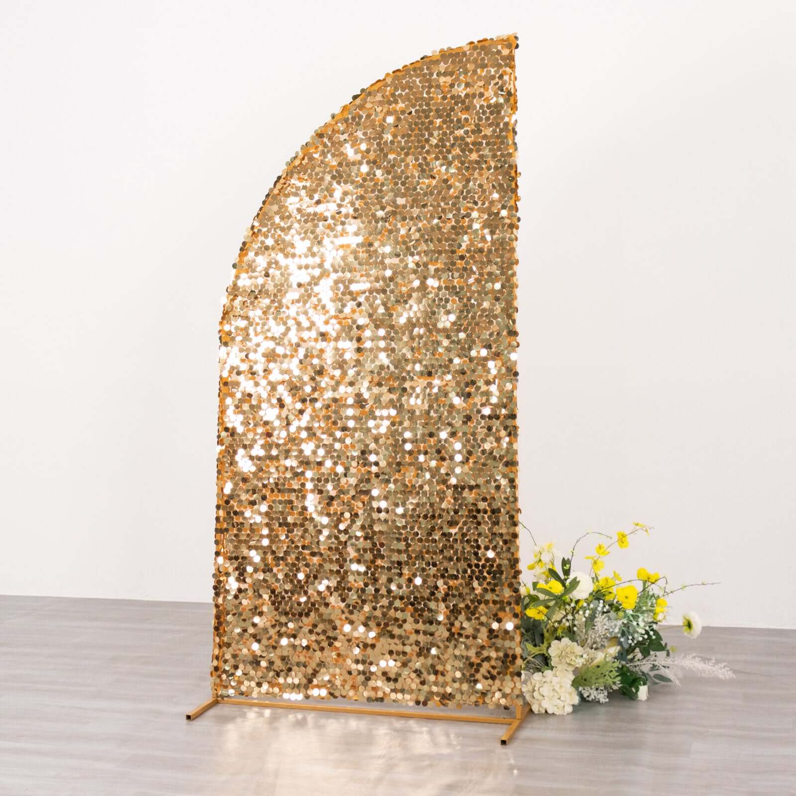 6ft Gold Double-Sided Payette Sequin Wedding Arch Cover - Ideal for Half Moon Backdrop Stand