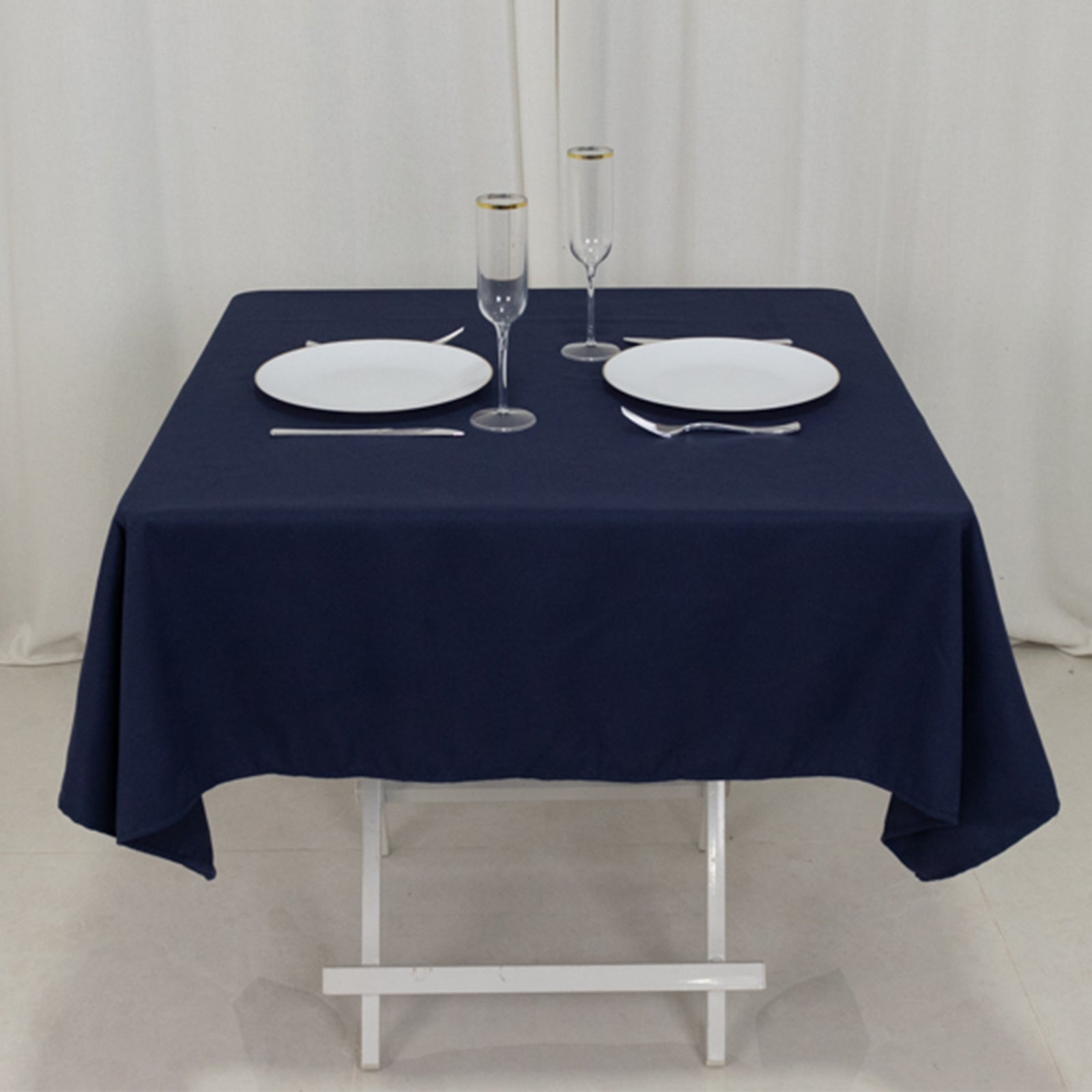 Hot Deal! Wrinkle-Resistant Navy Blue Cotton Blend 54x54 Square Tablecloth for Various Occasions