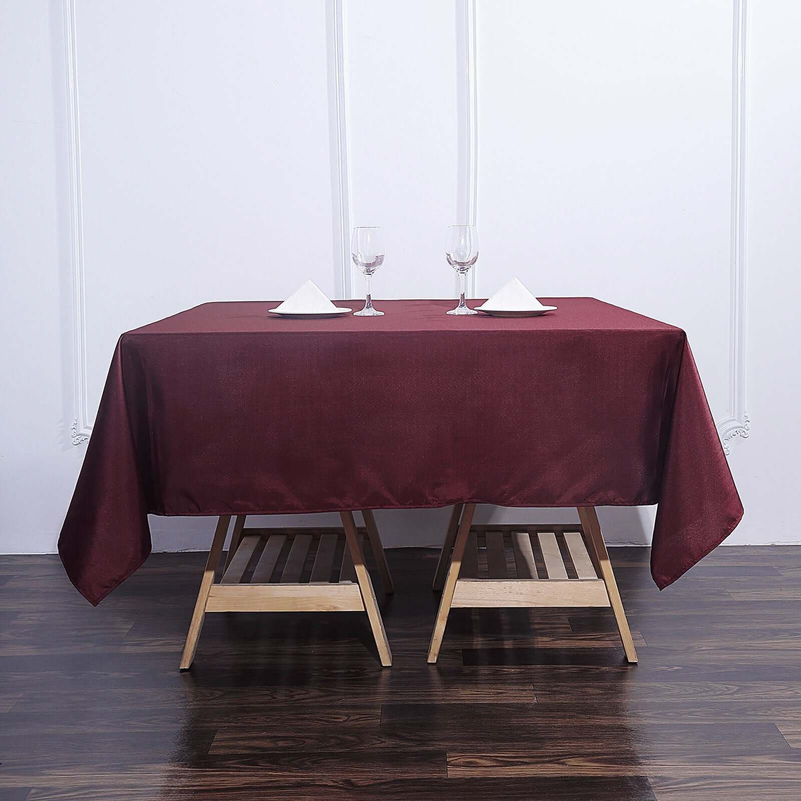 Hot! Wrinkle-Resistant & Durable 70x70 Burgundy Polyester Square Tablecloth