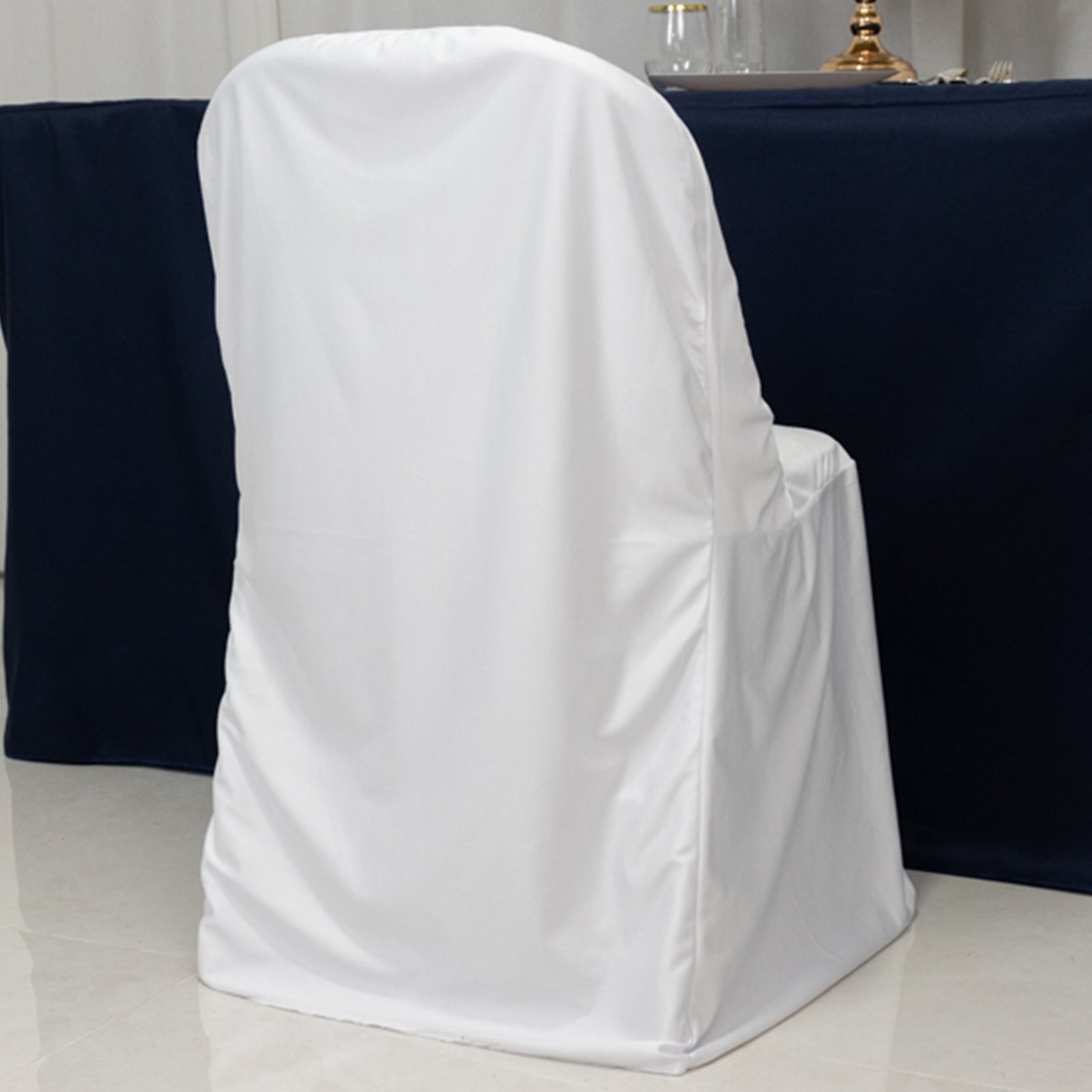 Exclusive White Scuba Stretch Folding Chair Cover - Wrinkle-Free & Durable
