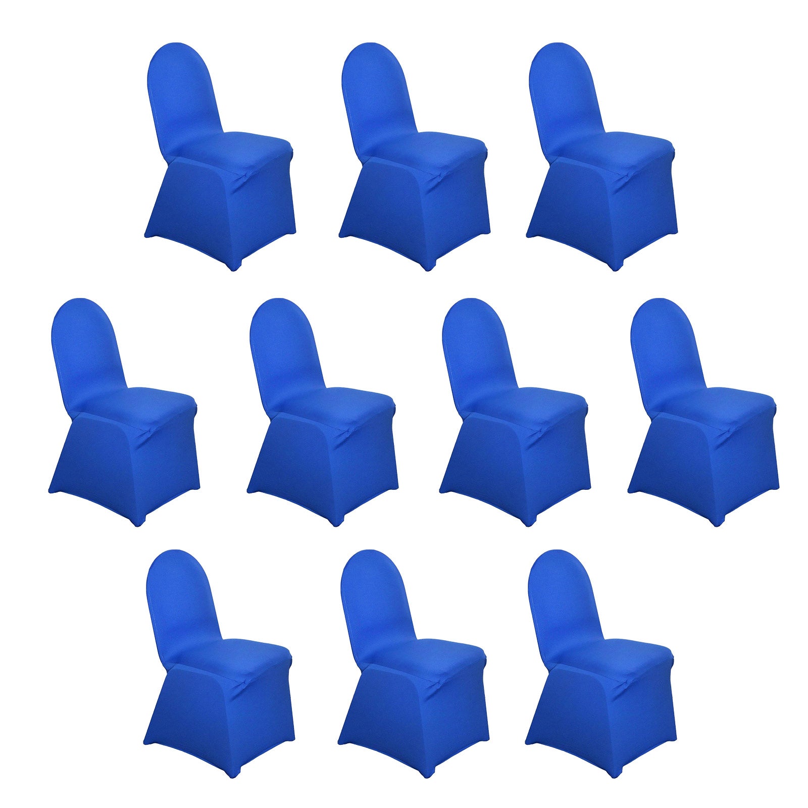 Hot Deal! 10-Piece Set of Royal Blue Spandex Stretch Slip-On Covers for Banquet Chairs - Durable & Reusable