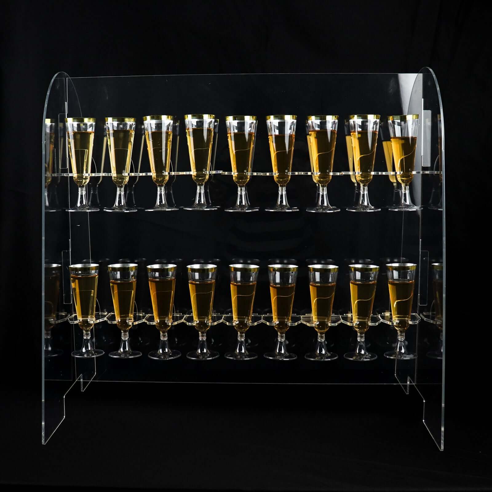 Clear 2-Tier Acrylic Champagne Glass Holder Display Stand - Ideal for Events & DIY Bars, 18 Hooks Included