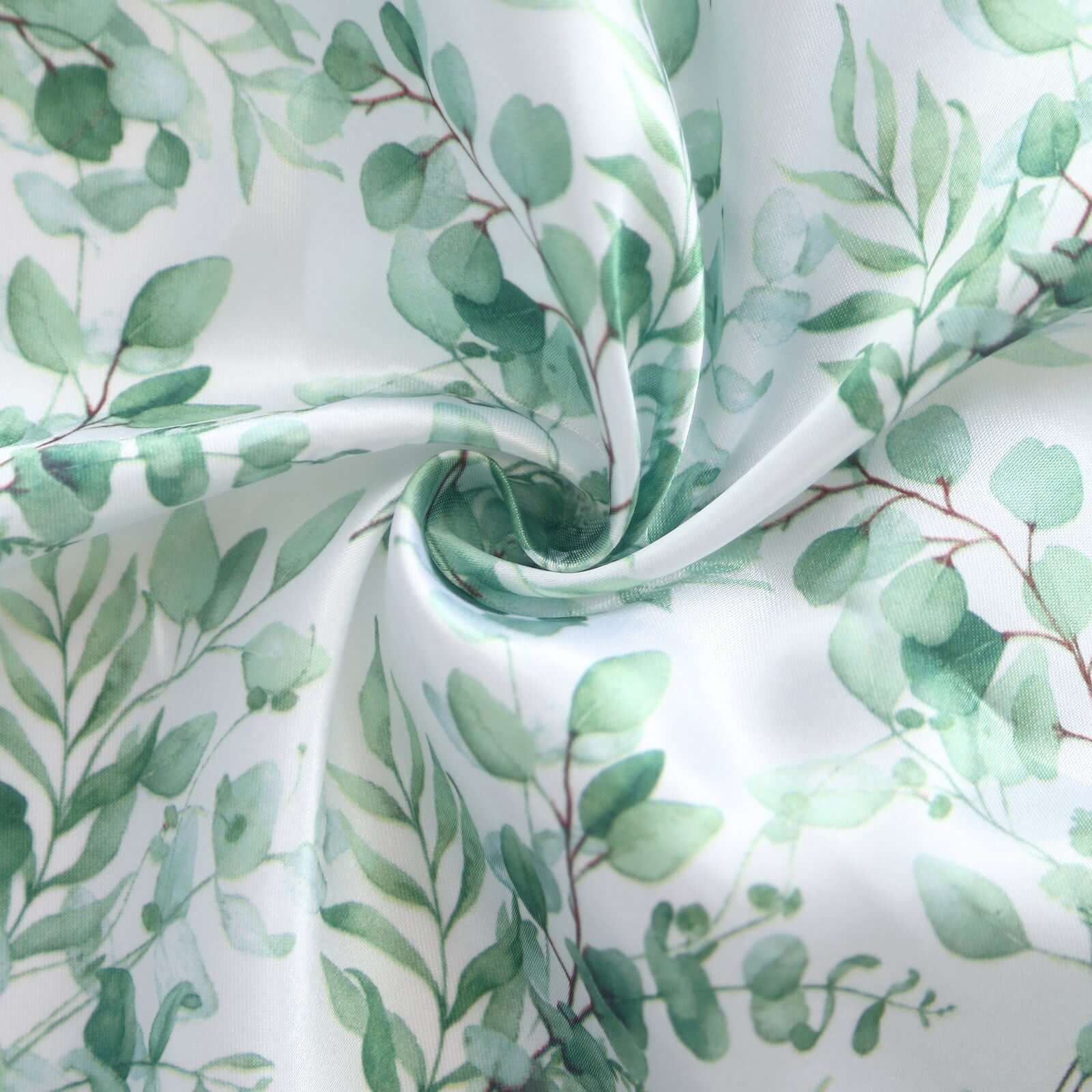 Exclusive Set of 3 Satin Wedding Arch Covers with Eucalyptus Leaves Print - 5ft, 6ft, 7ft