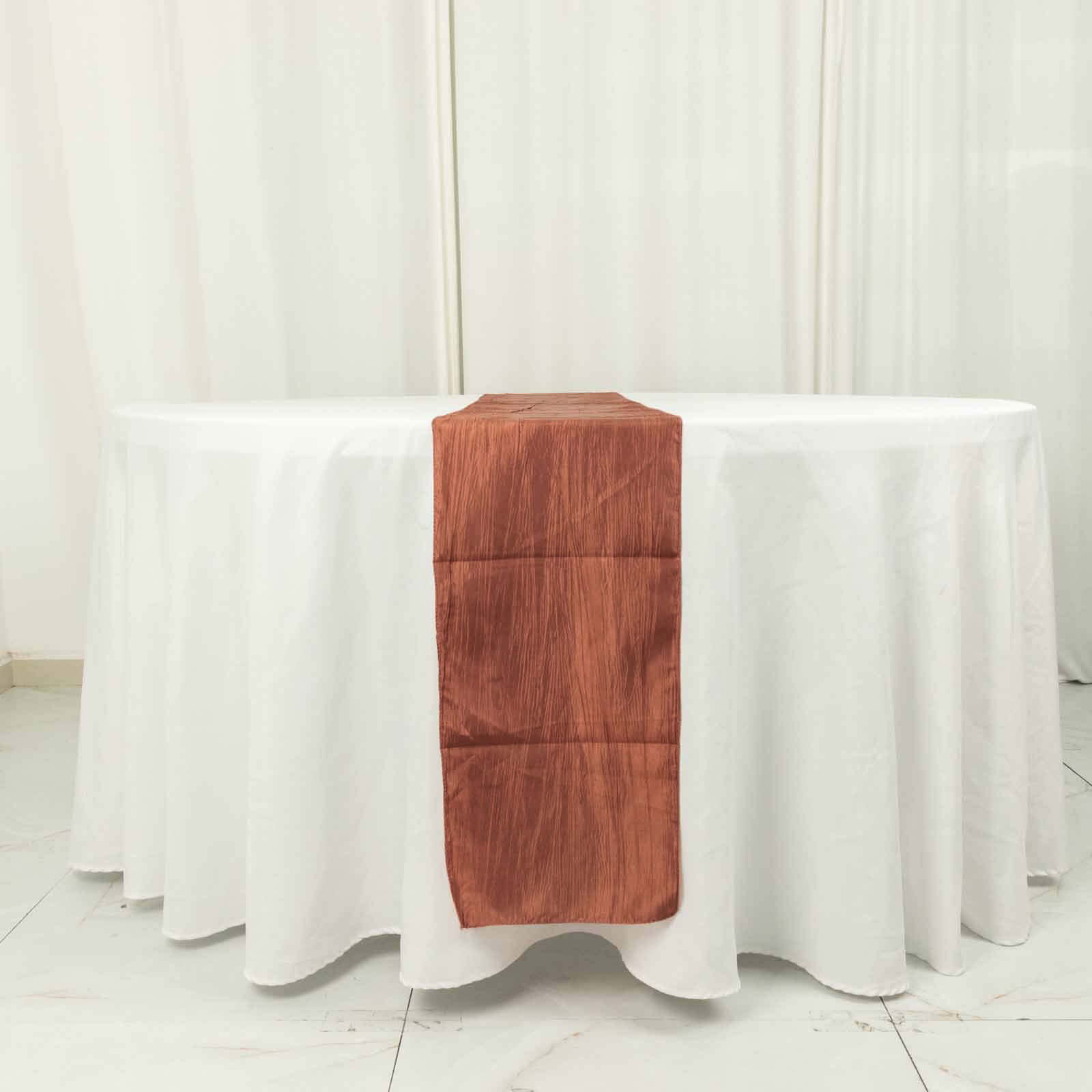 Hot Deal! Terracotta Accordion Crinkle Taffeta 12x108 Table Runner
