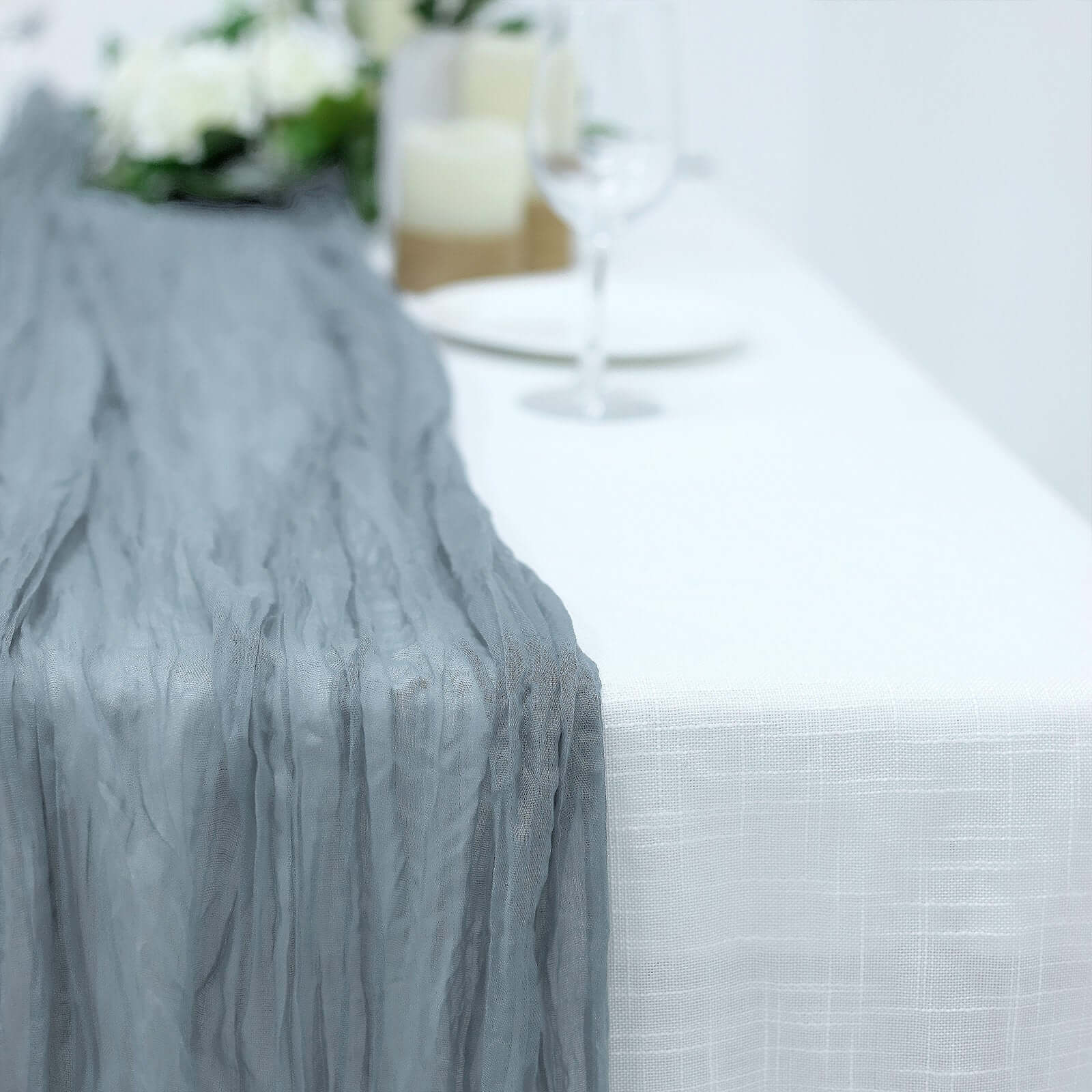 Special Offer! Rustic Boho Style Dusty Blue Gauze Cheesecloth 10ft Table Runner