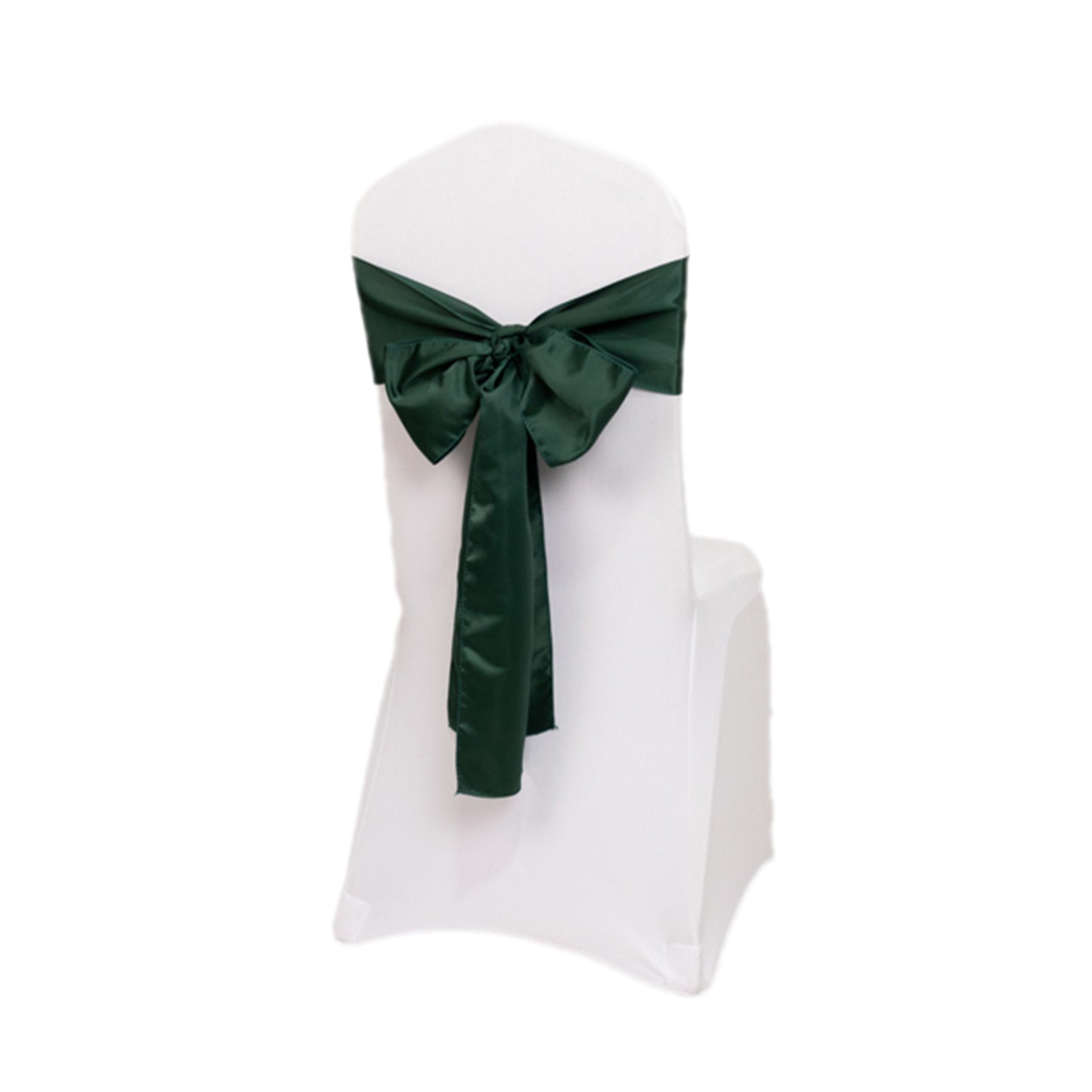 5-Piece Lamour Satin Hunter Emerald Green 6x106 Chair Sashes - Reusable Decorative Bows