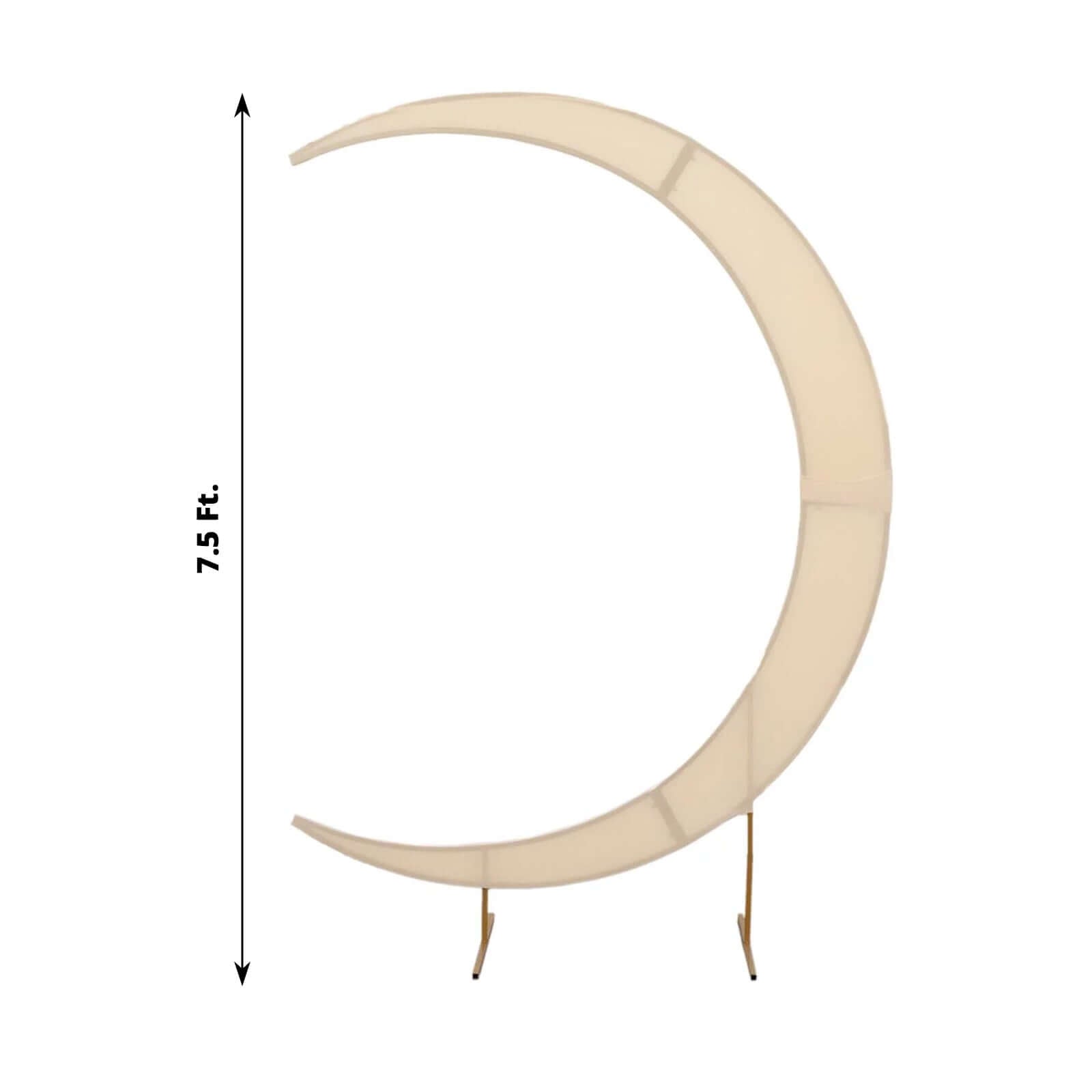 Custom-Fit 7.5ft Beige Spandex Crescent Moon Wedding Arch Cover - High Quality & Reusable