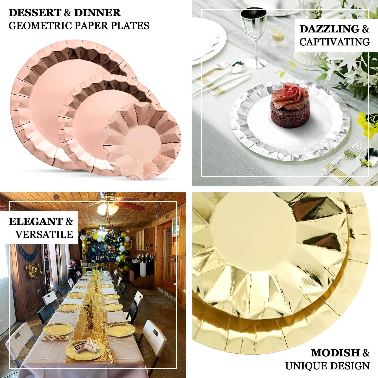 25-Piece Set of 9-Inch Round Disposable Burgundy Paper Dinner Plates with Geometric Prism Rim, 400GSM