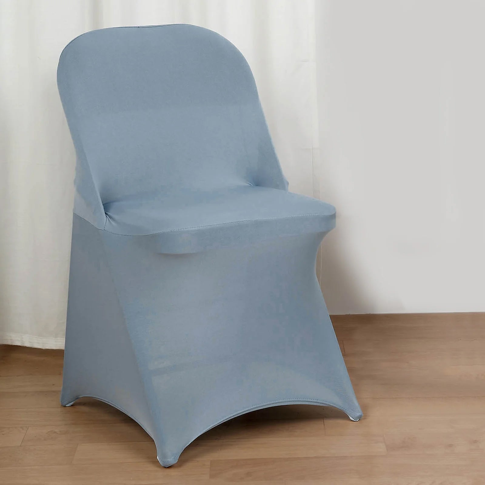 10-Pack Durable Dusty Blue Spandex Chair Covers for Folding Chairs - 160GSM Fitted Slipcovers